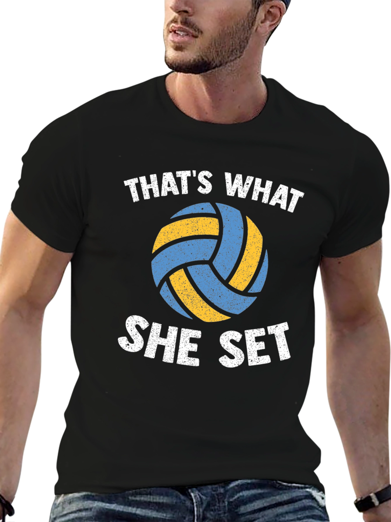 Volleyball Thats What She Set Black T-Shirt