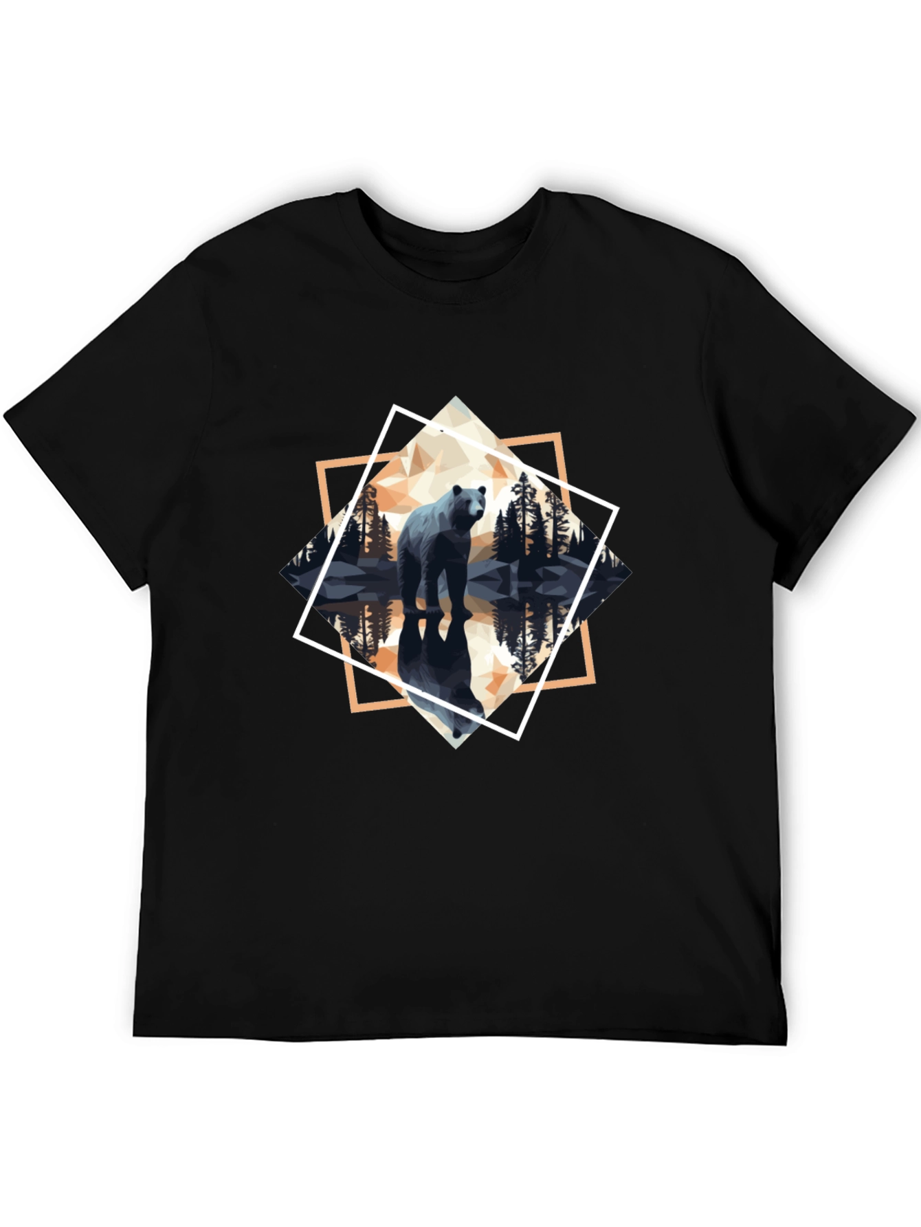 Geometric Bear Graphic Tee - Mens Black T-Shirt