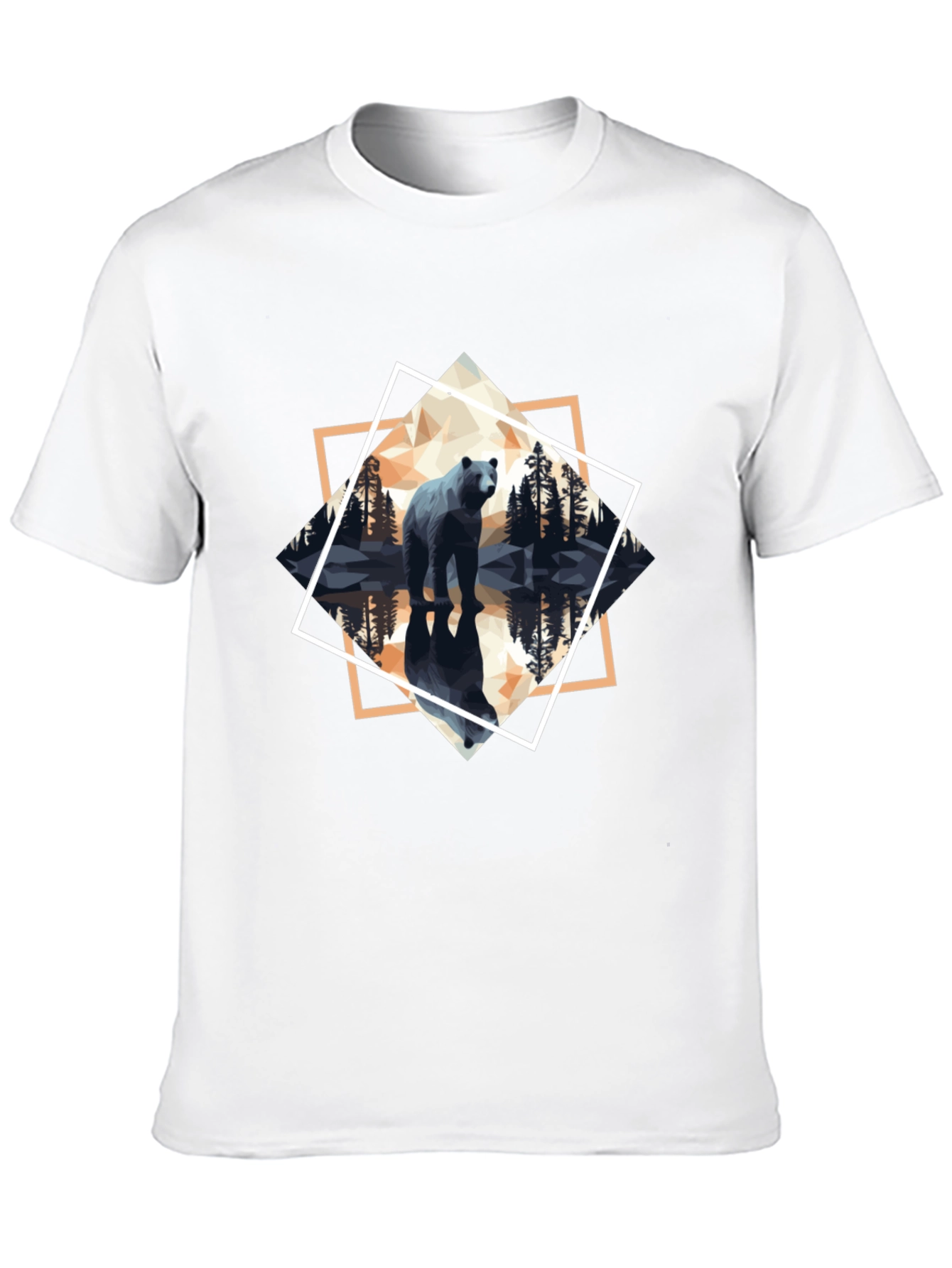 Geometric Bear Graphic Tee - Mens Black T-Shirt