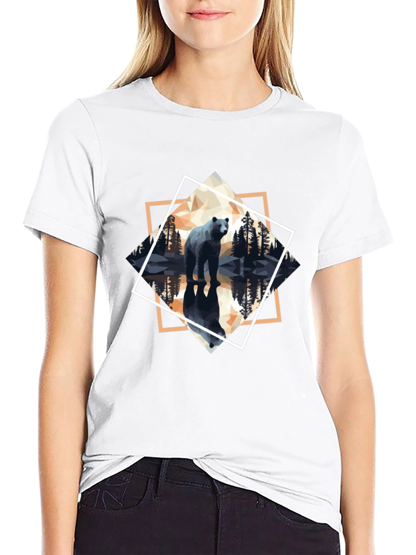 Geometric Bear Graphic Tee - Mens Black T-Shirt