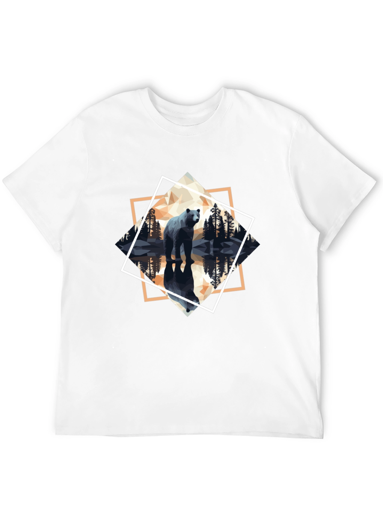 Geometric Bear Graphic Tee - Mens Black T-Shirt