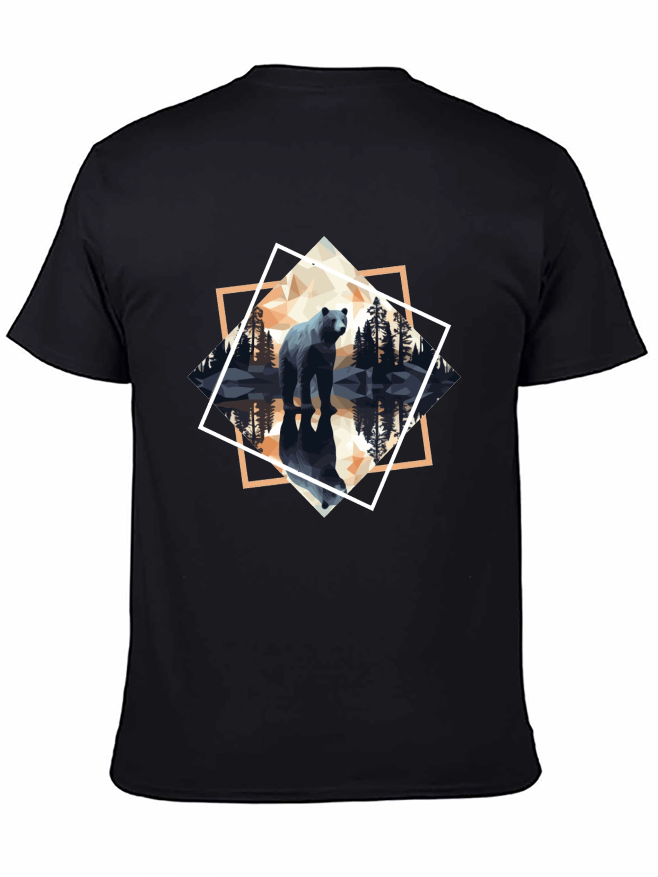 Geometric Bear Graphic Tee - Mens Black T-Shirt