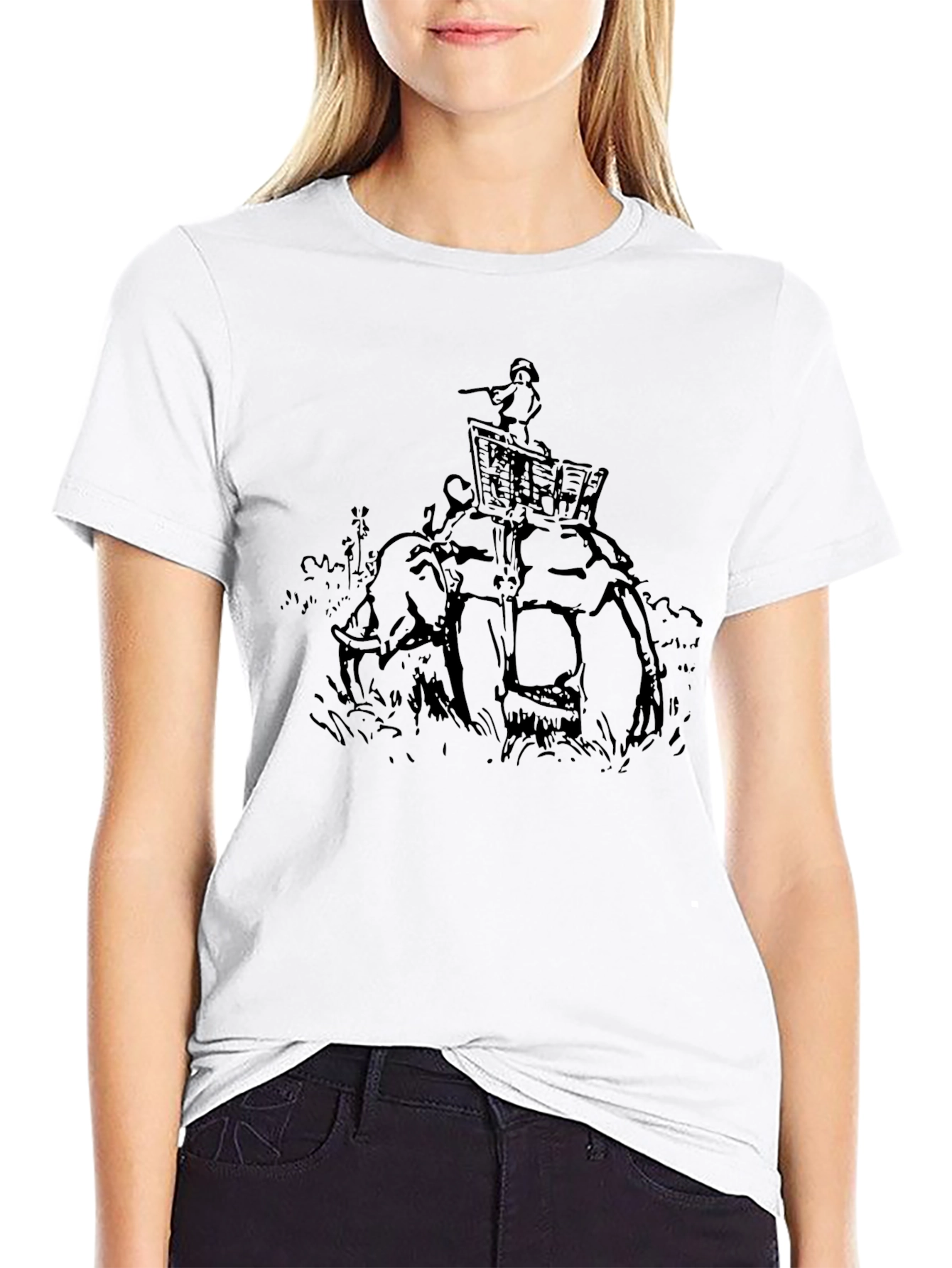 Elephant Rider Graphic Tee - Stylish Black T-Shirt