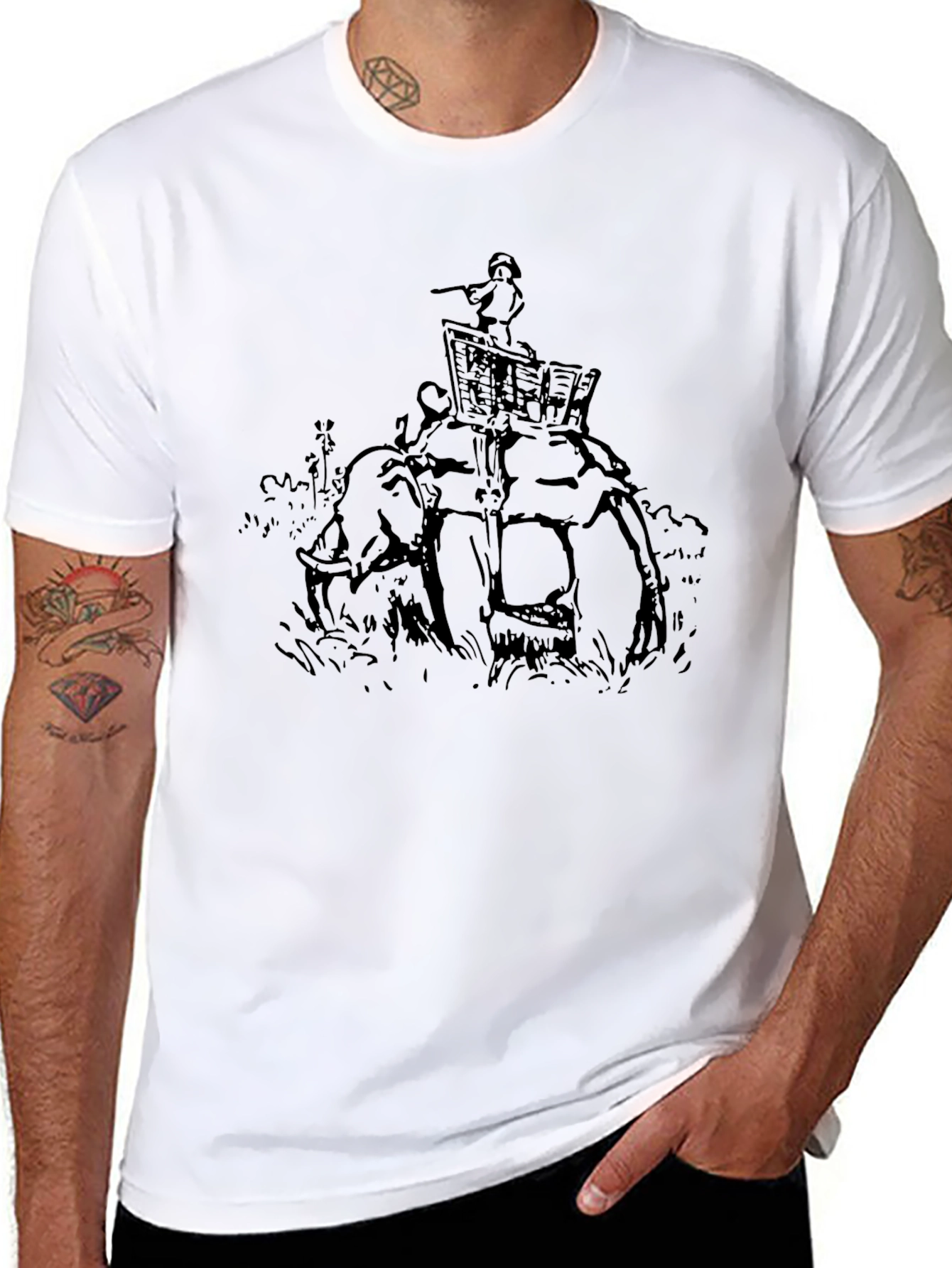 Elephant Rider Graphic Tee - Stylish Black T-Shirt