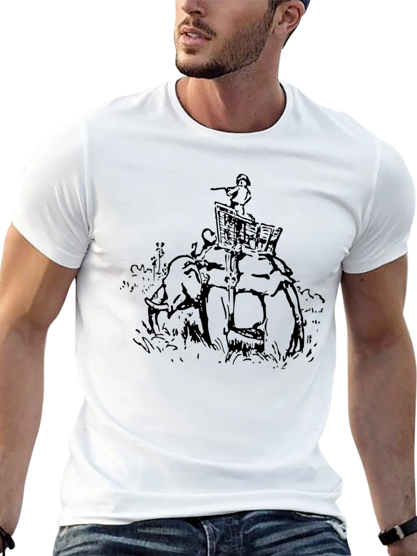 Elephant Rider Graphic Tee - Stylish Black T-Shirt