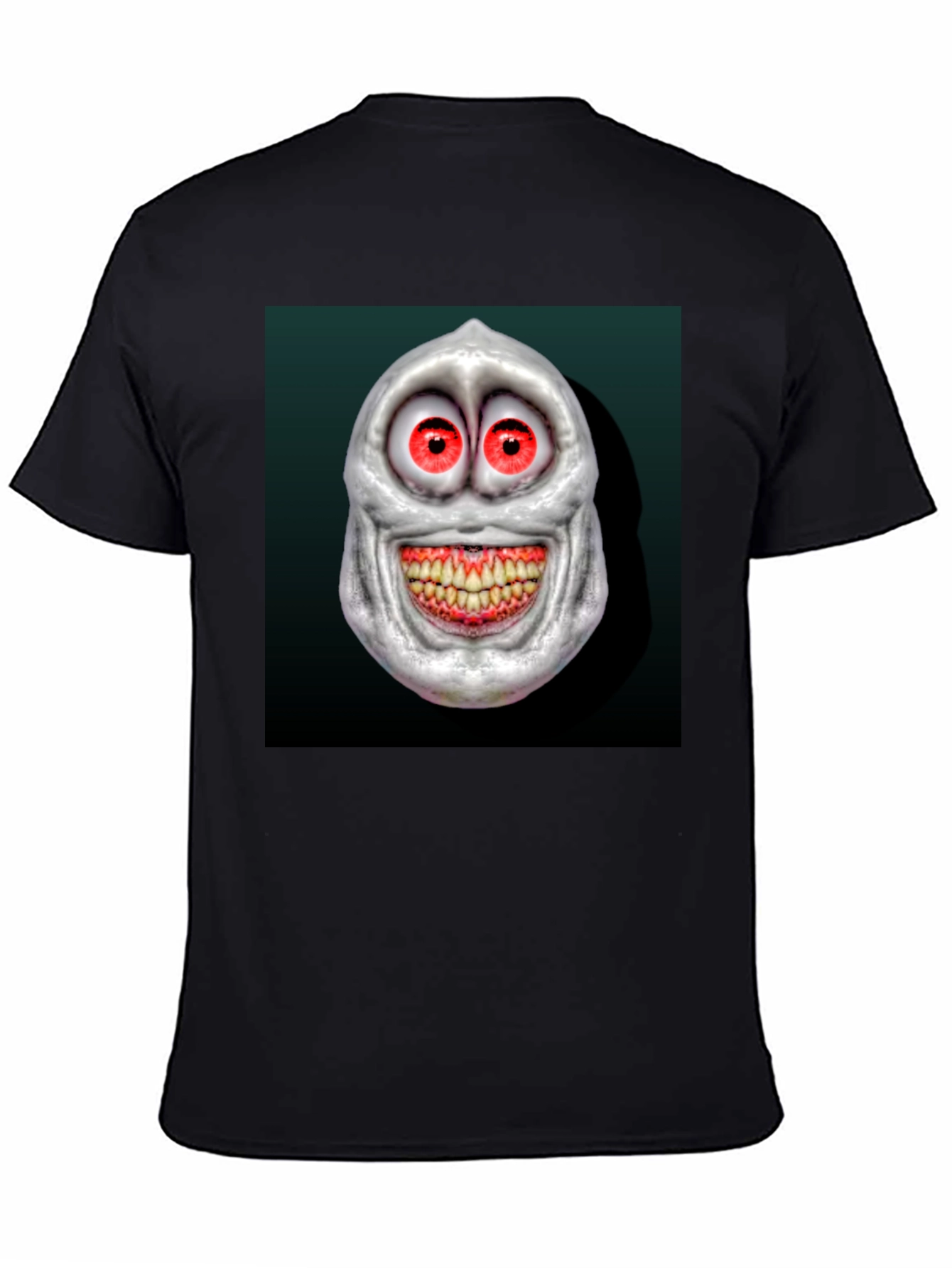 Creepy Cartoon Face Graphic Tee - Mens Black T-Shirt