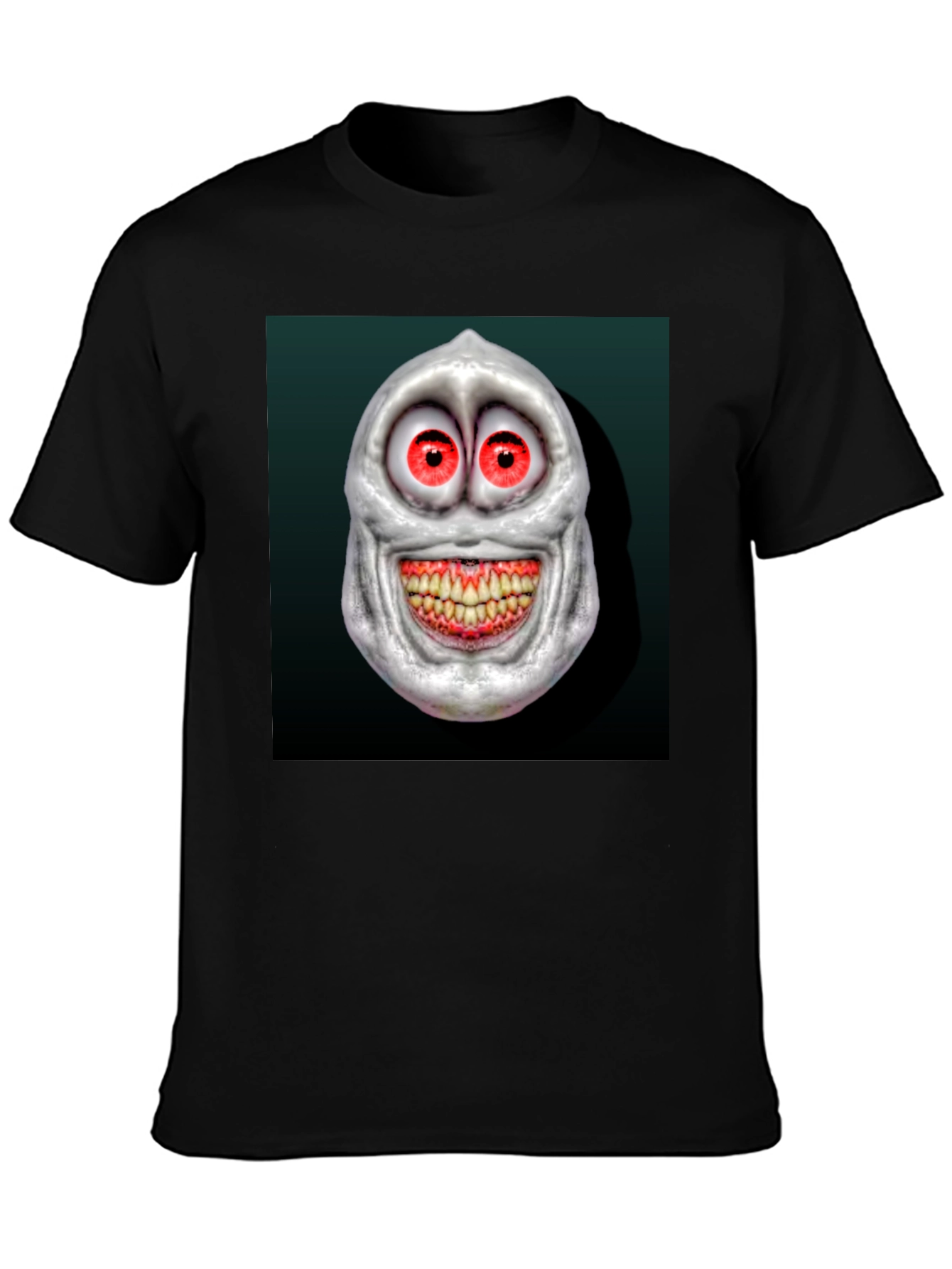 Creepy Cartoon Face Graphic Tee - Mens Black T-Shirt