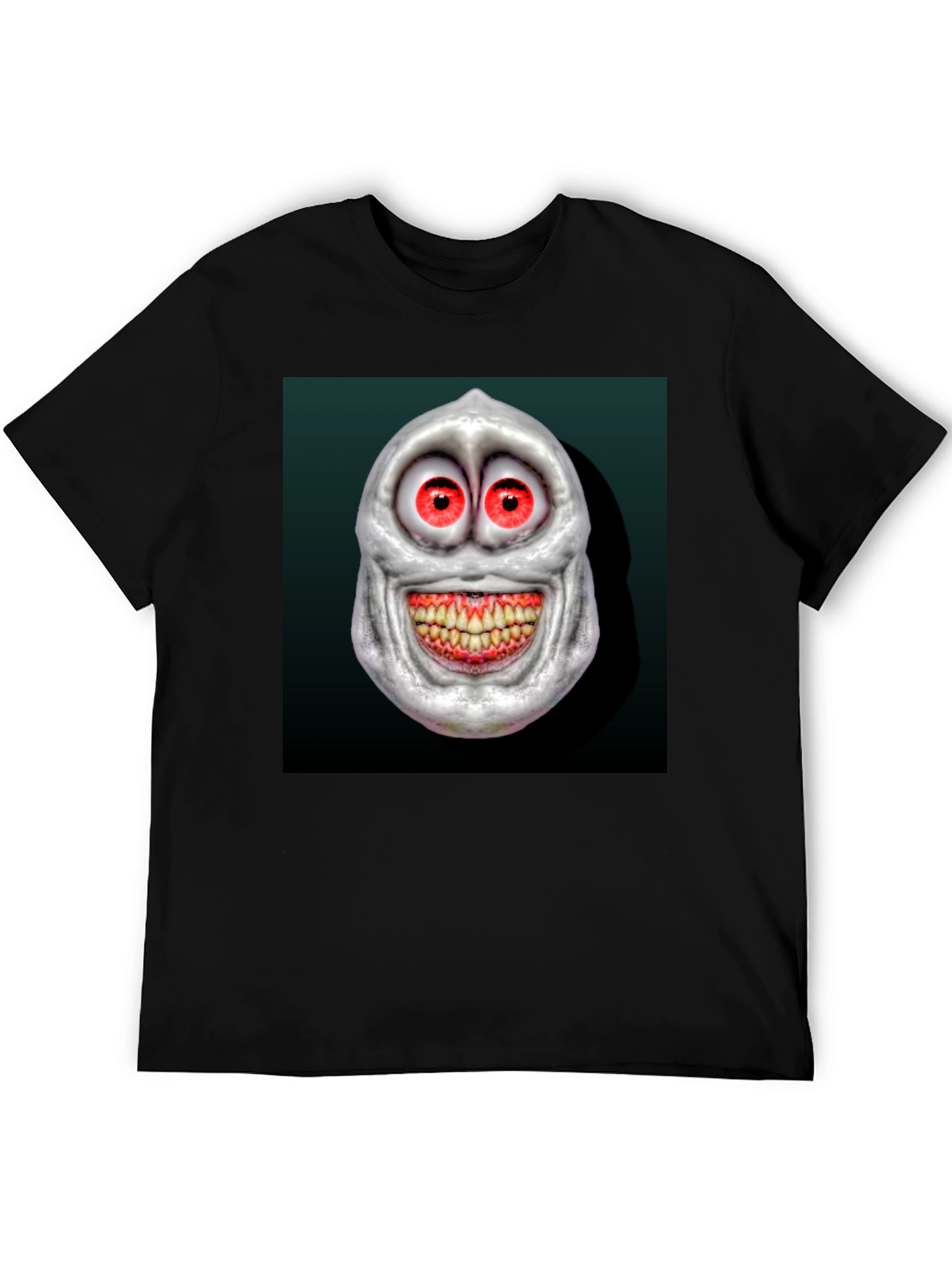 Creepy Cartoon Face Graphic Tee - Mens Black T-Shirt