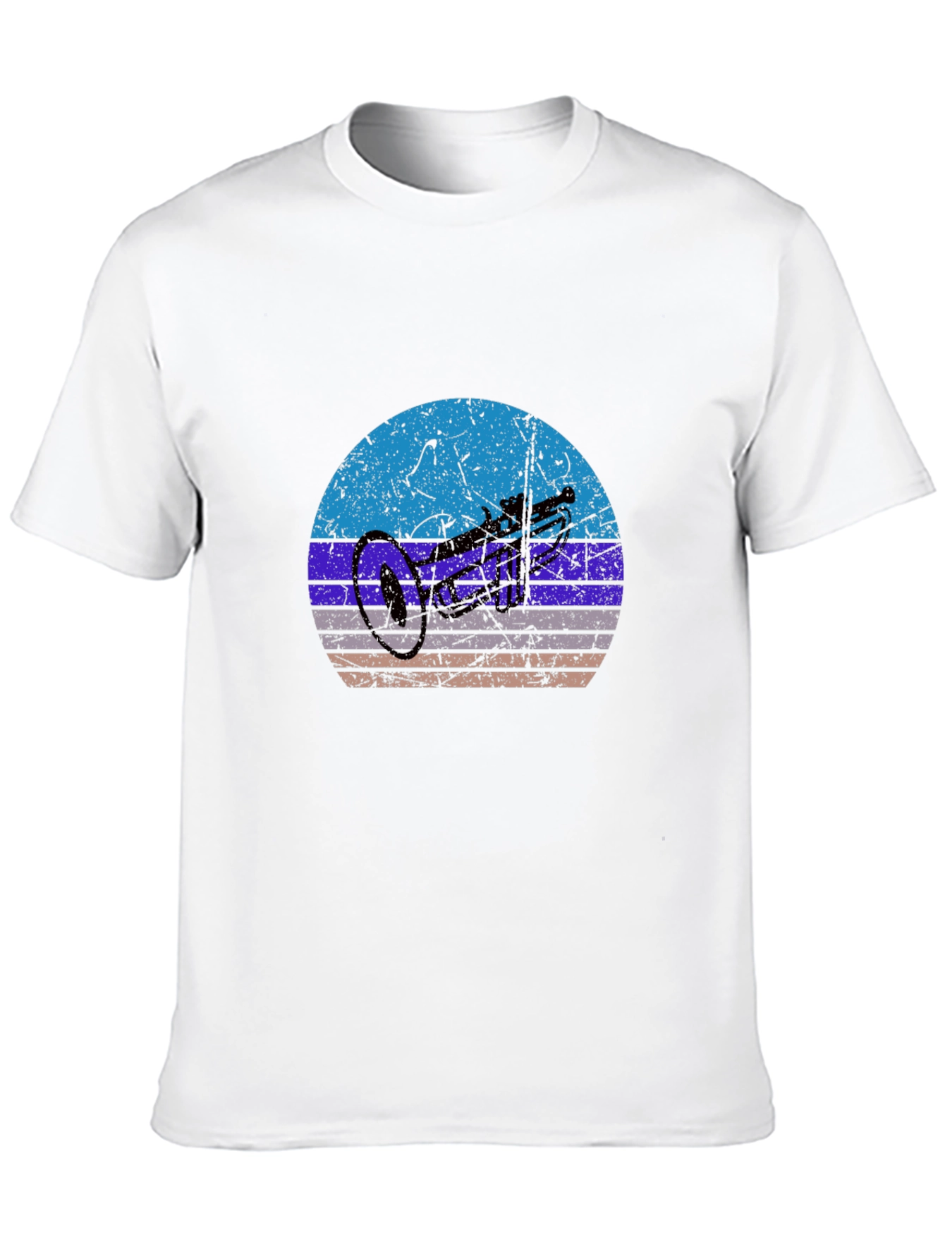 Retro Trumpet Graphic Tee - Black Cotton T-Shirt