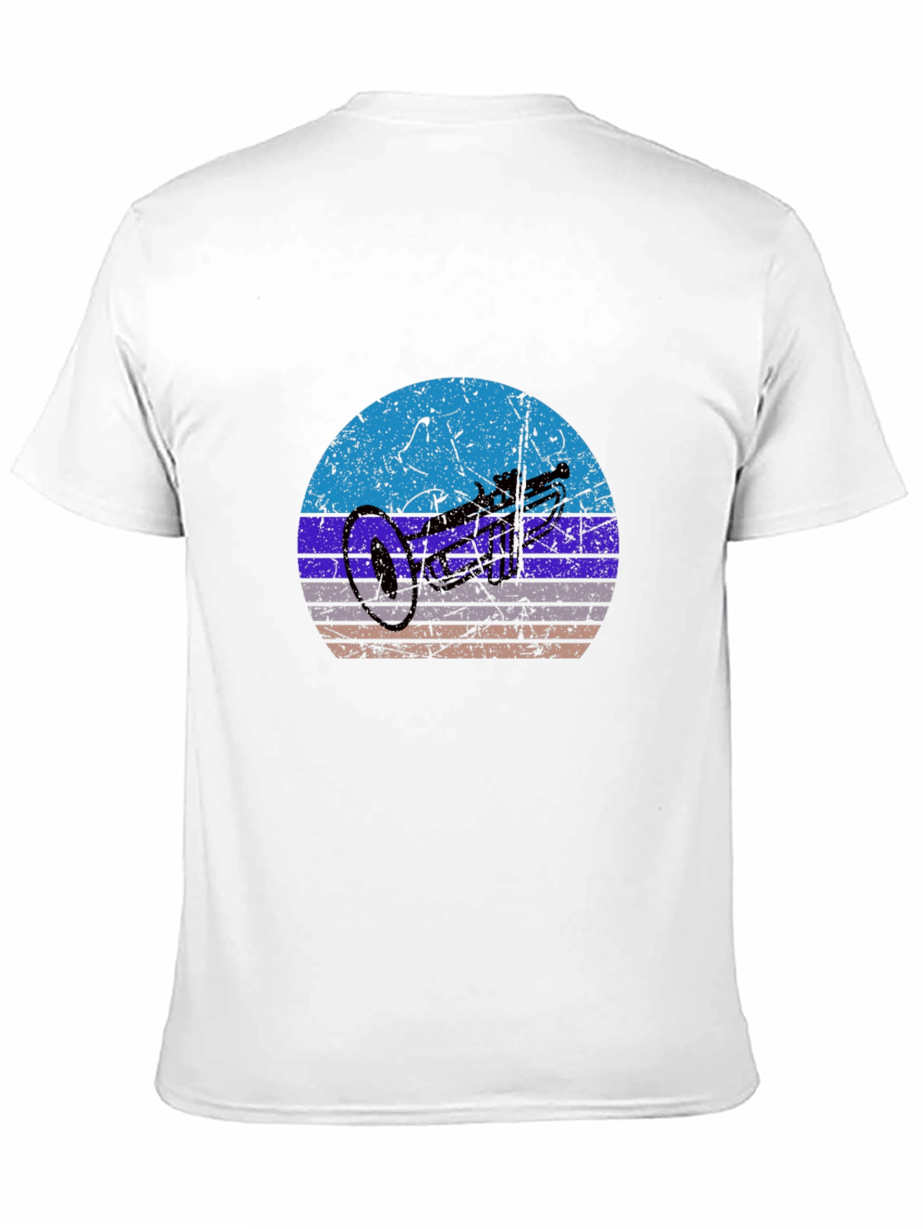 Retro Trumpet Graphic Tee - Black Cotton T-Shirt