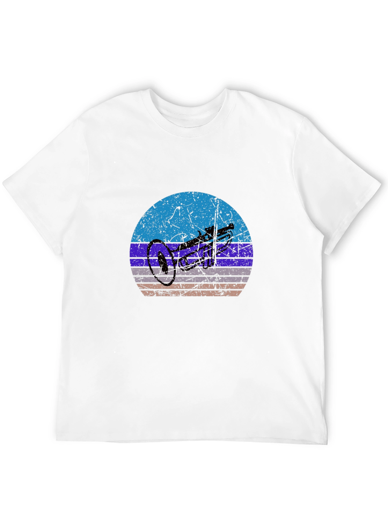 Retro Trumpet Graphic Tee - Black Cotton T-Shirt
