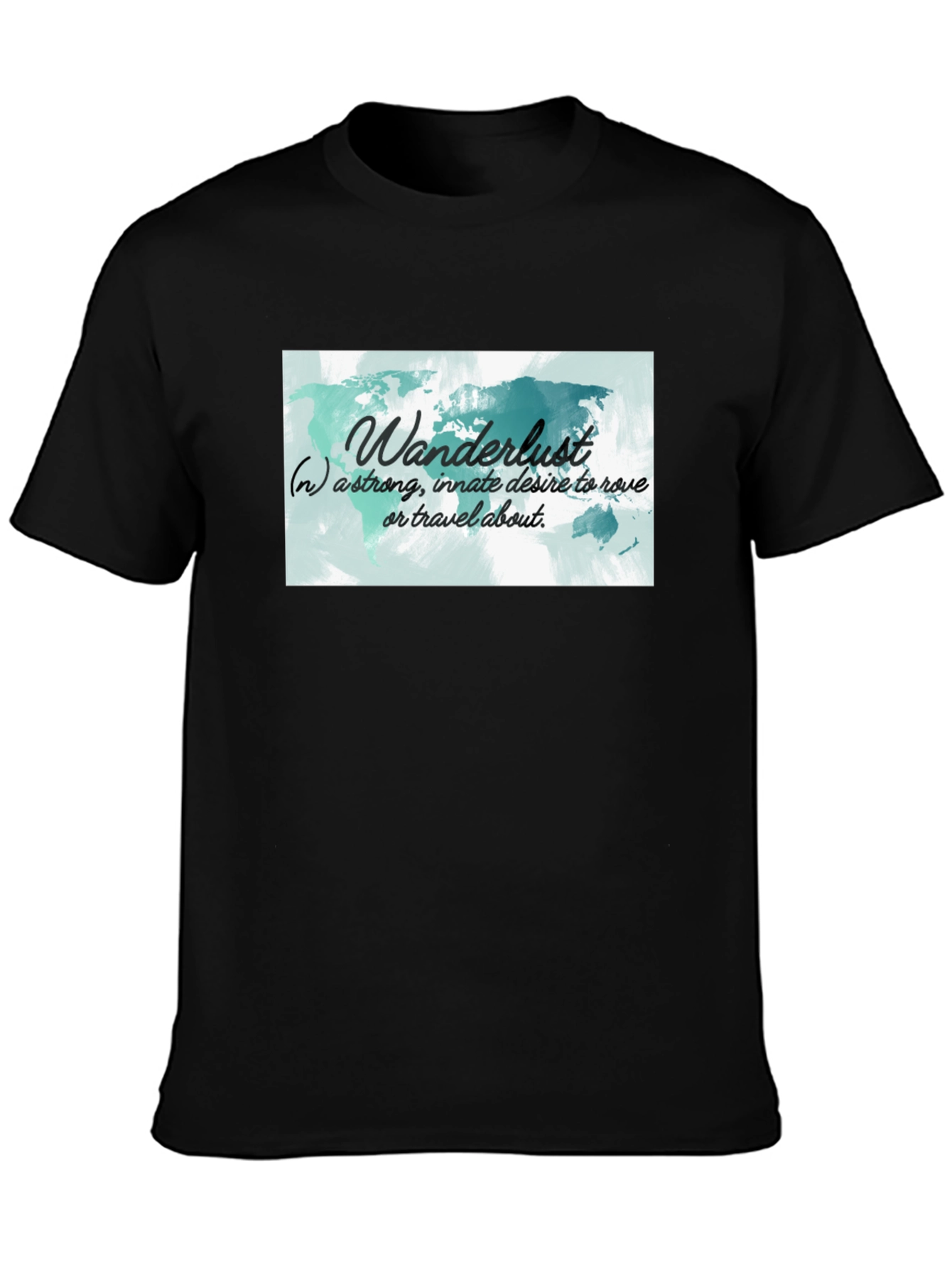 Wanderlust World Map Black T-Shirt