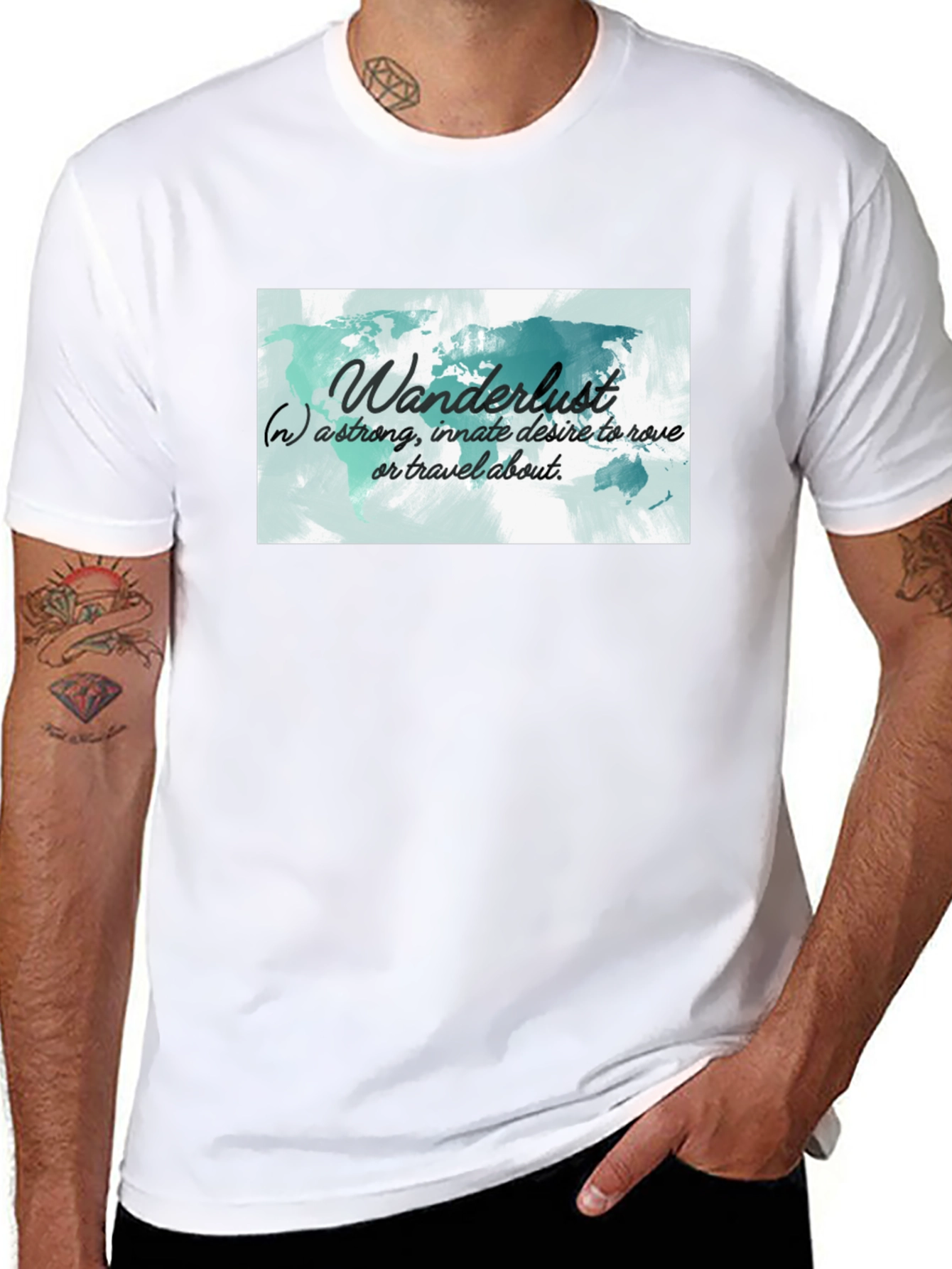 Wanderlust World Map Black T-Shirt