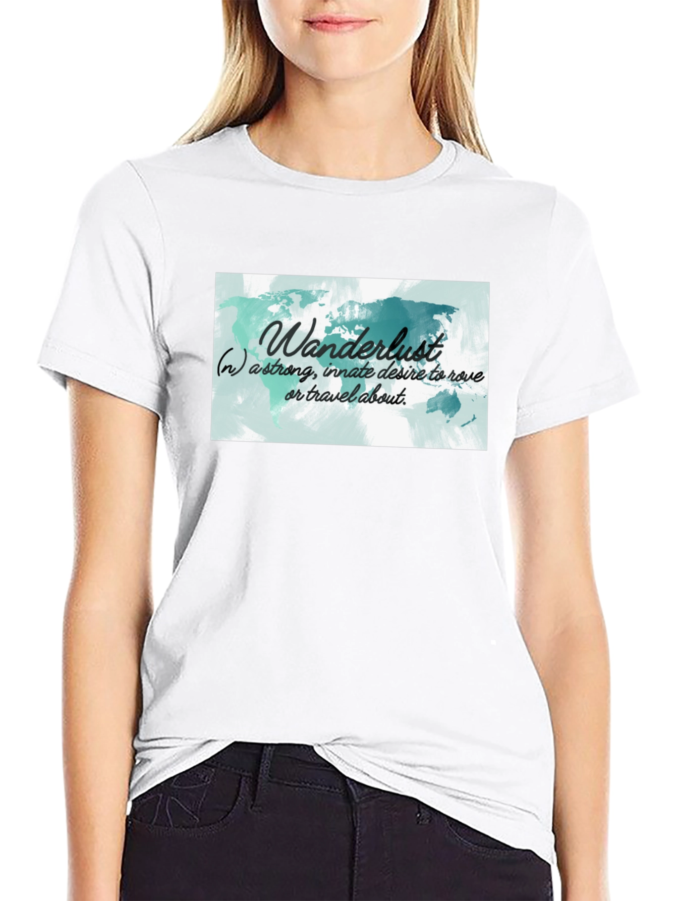 Wanderlust World Map Black T-Shirt