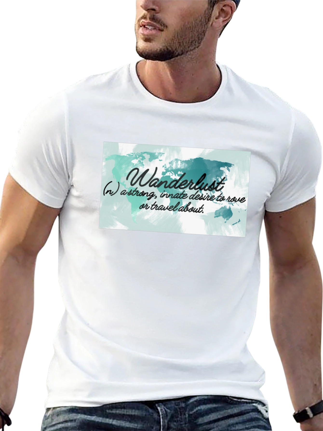 Wanderlust World Map Black T-Shirt