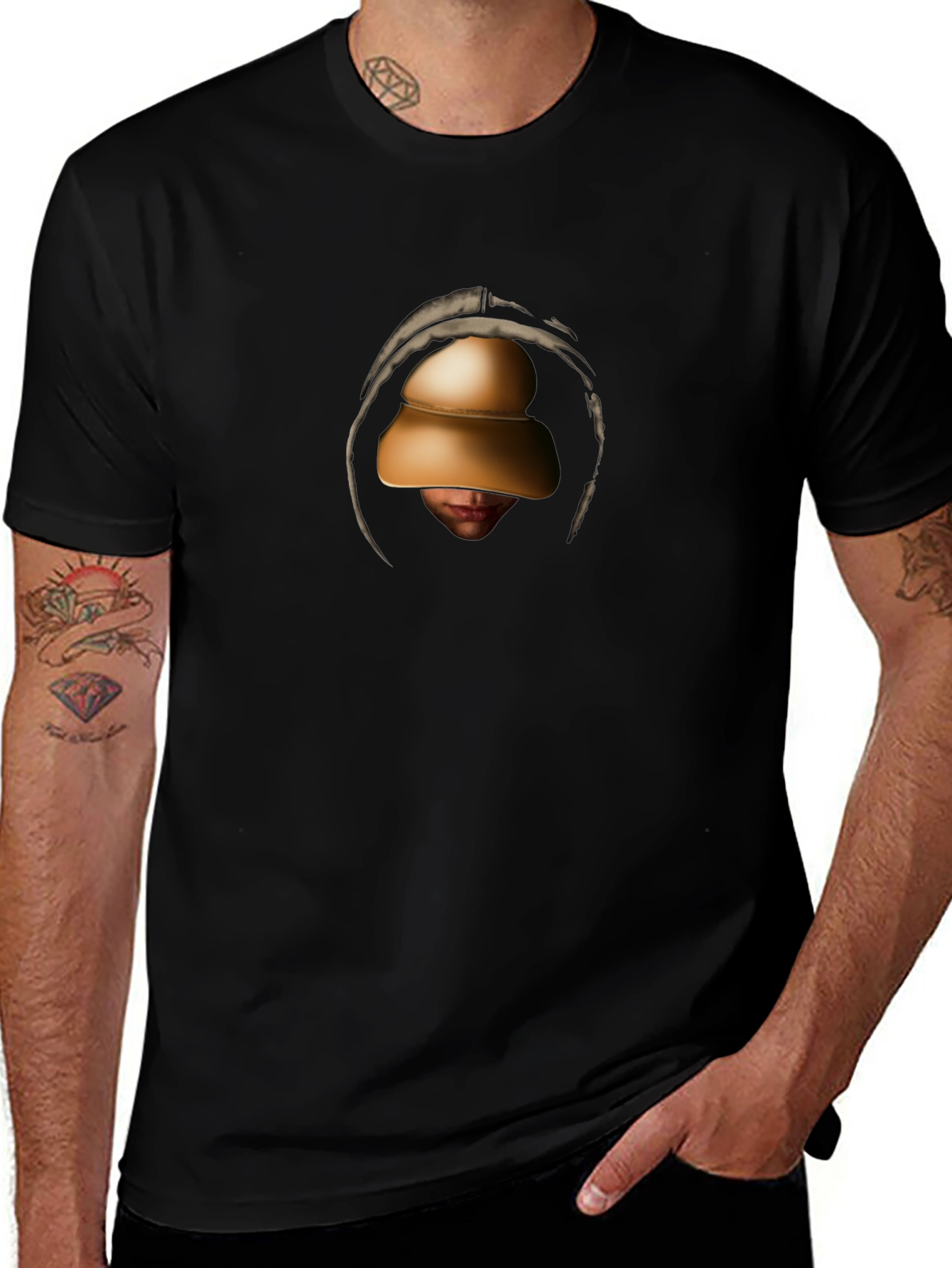 Unique Graphic Print Black T-Shirt