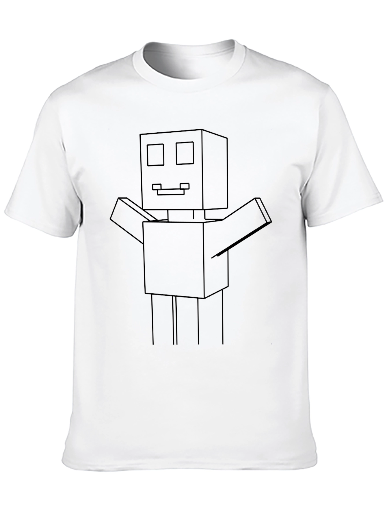 Minimalist Robot Graphic Tee - Black