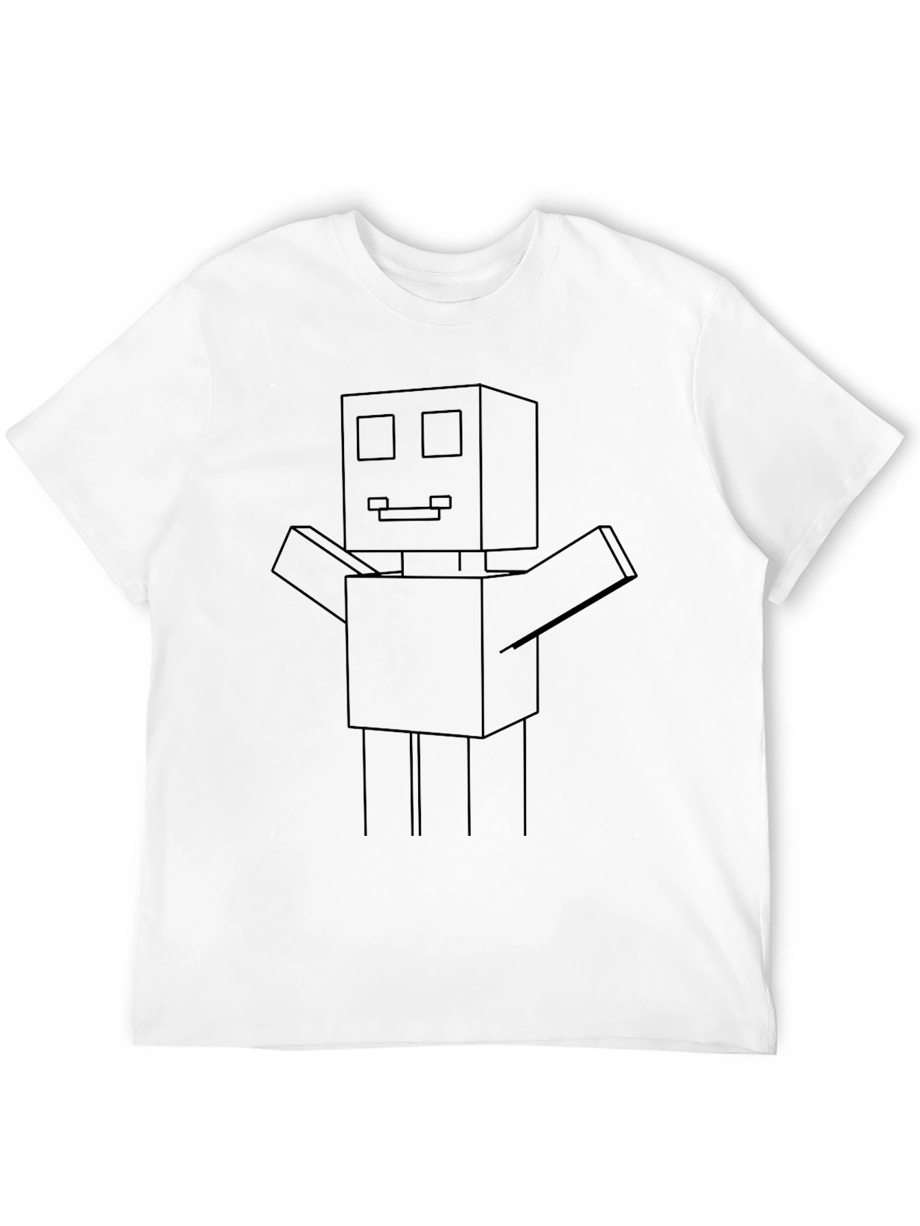 Minimalist Robot Graphic Tee - Black