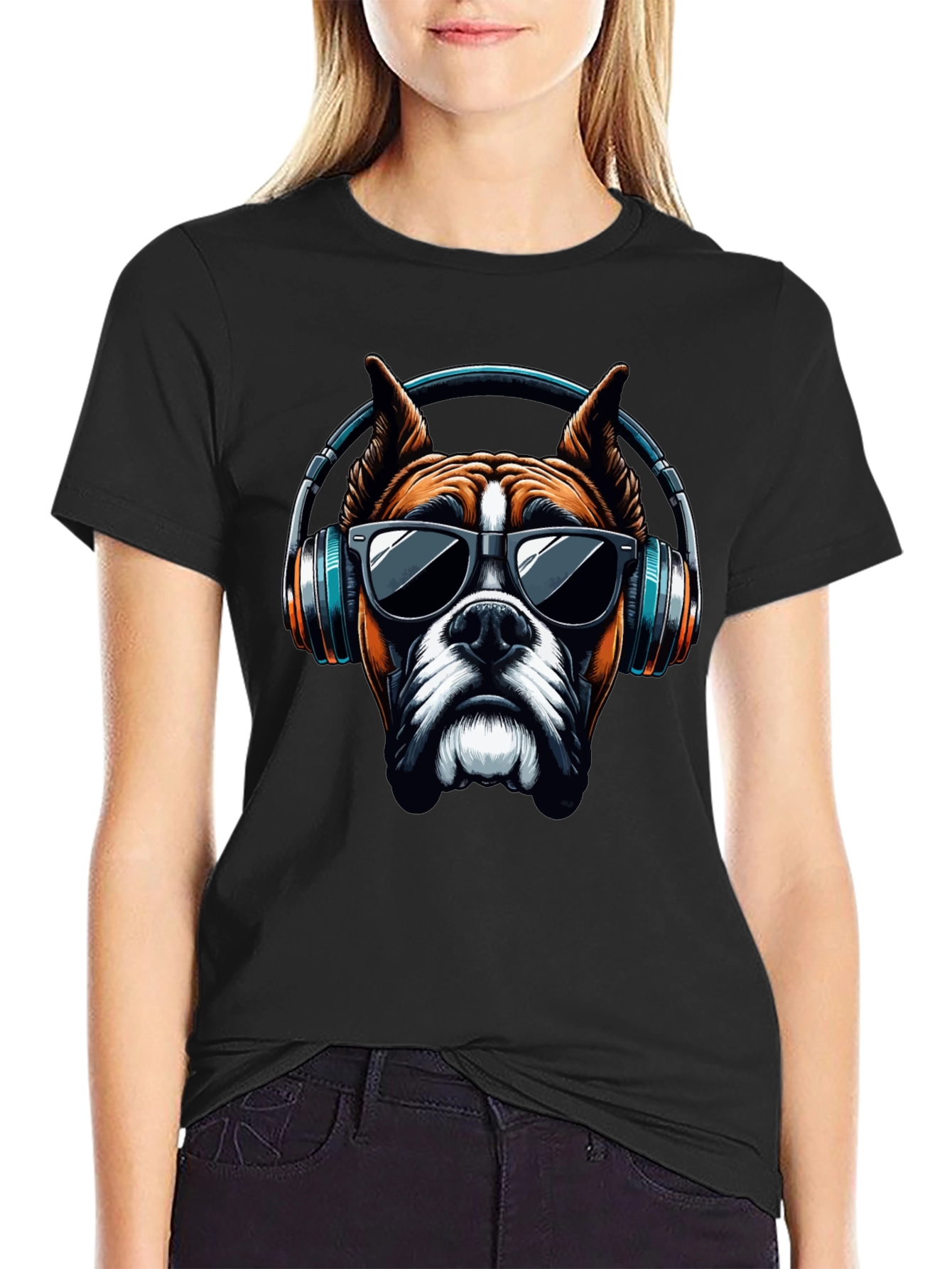 Cool Dog with Headphones Graphic T-Shirt