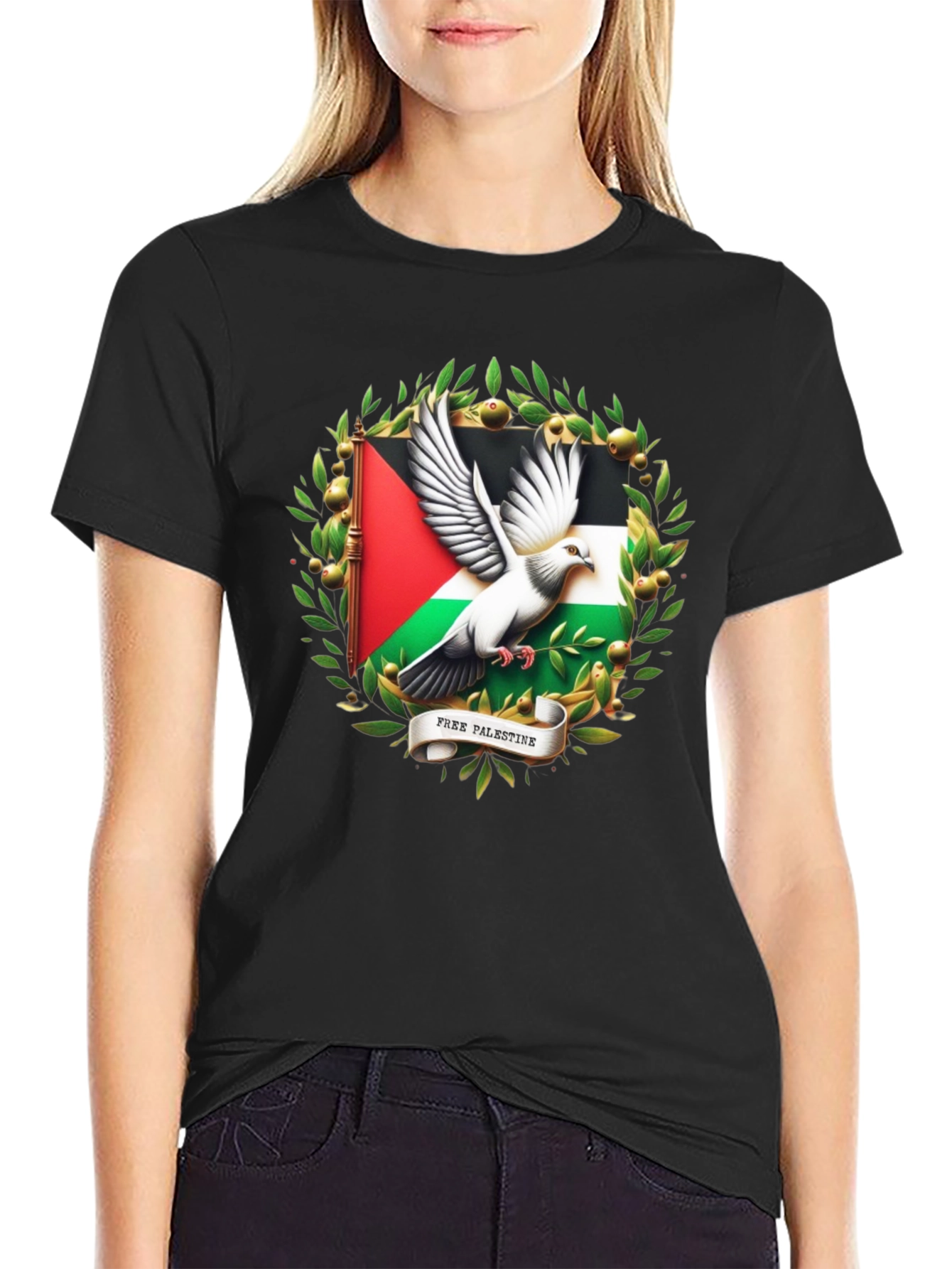 Free Palestine Dove Graphic T-Shirt