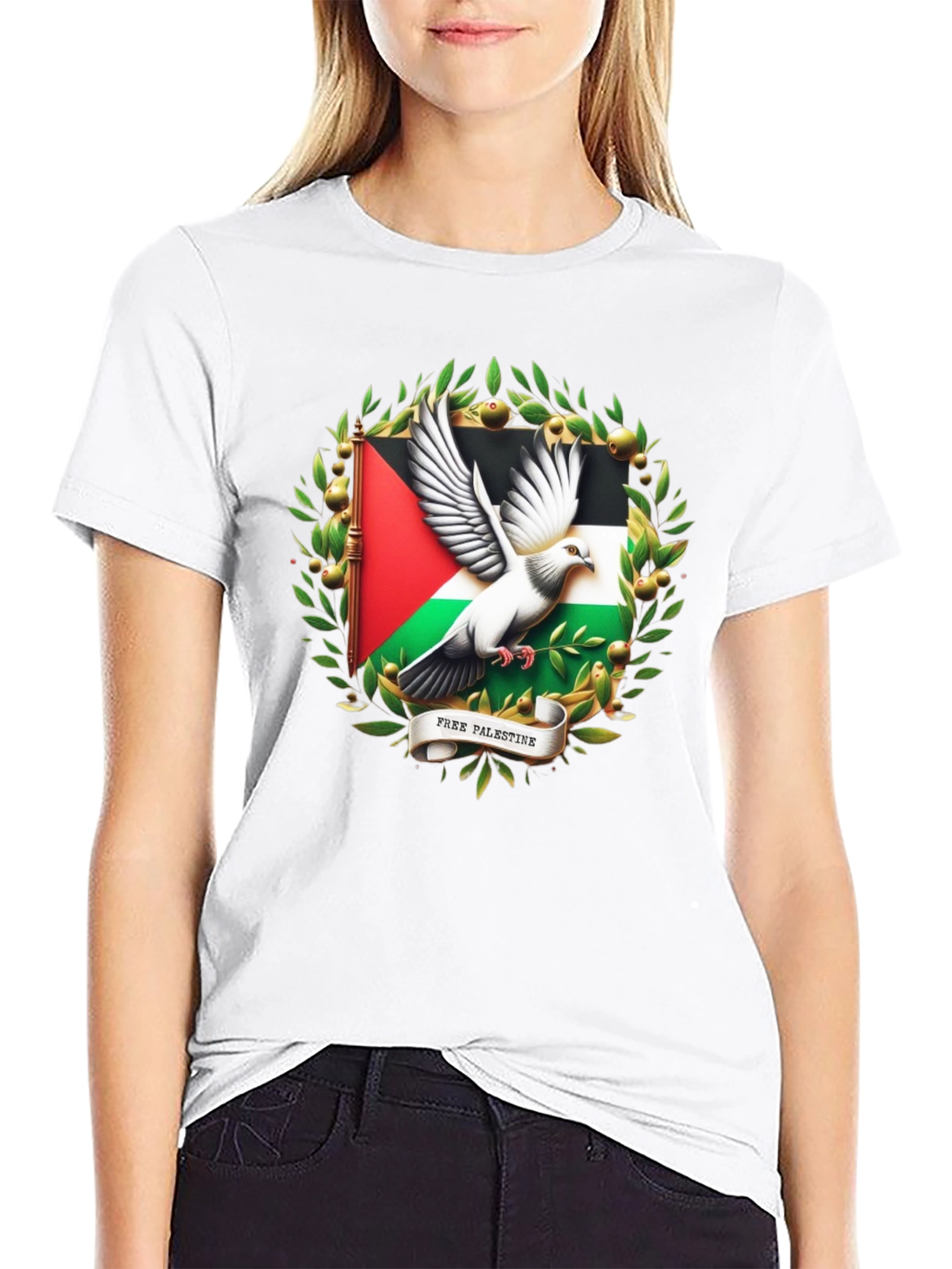 Free Palestine Dove Graphic T-Shirt