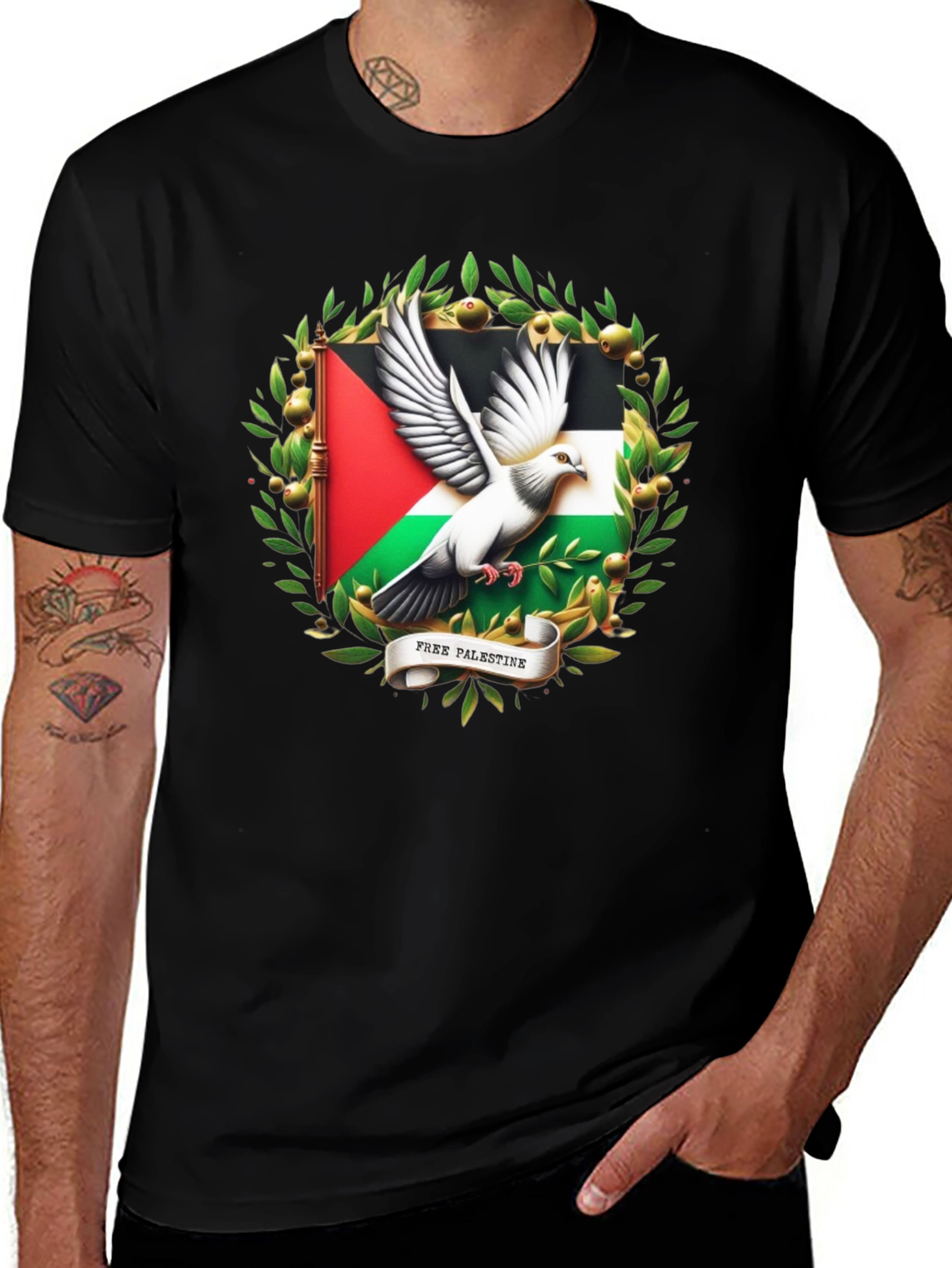 Free Palestine Dove Graphic T-Shirt
