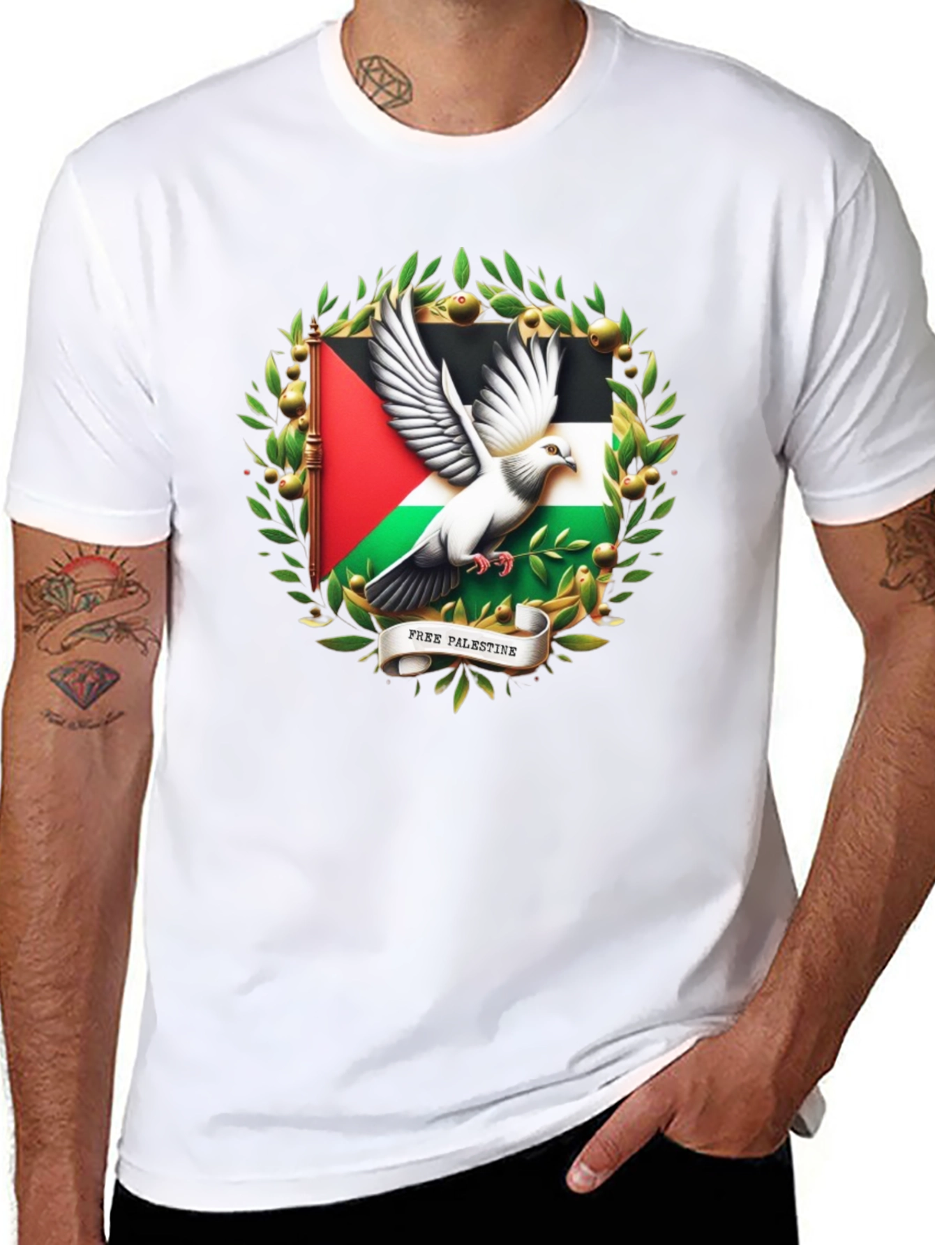 Free Palestine Dove Graphic T-Shirt