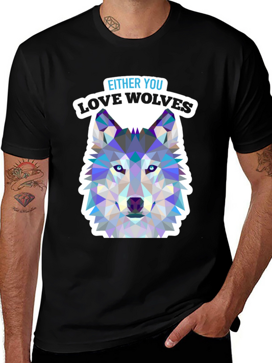 Love Wolves Graphic Tee - Black Cotton T-Shirt