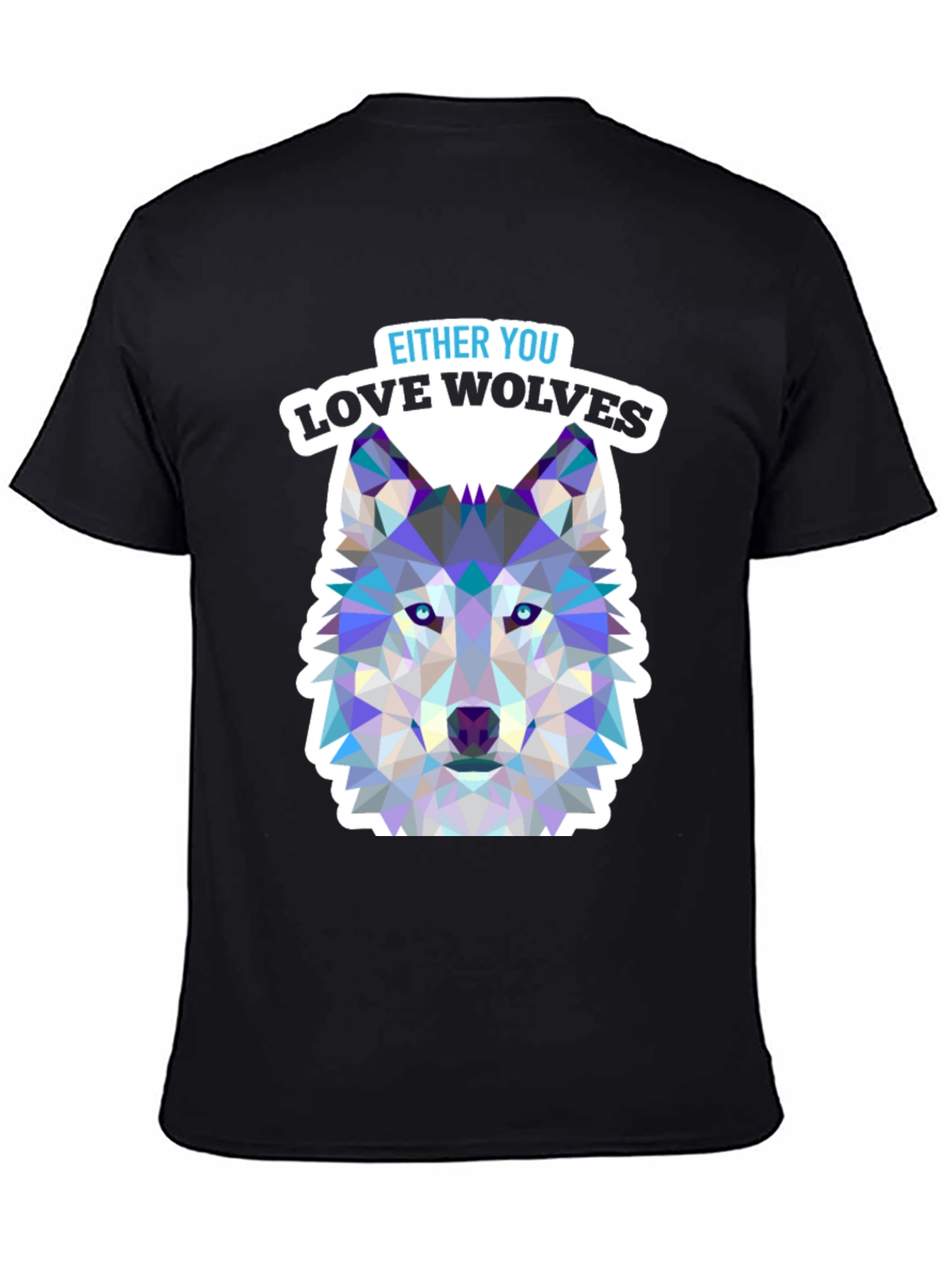 Love Wolves Graphic Tee - Black Cotton T-Shirt