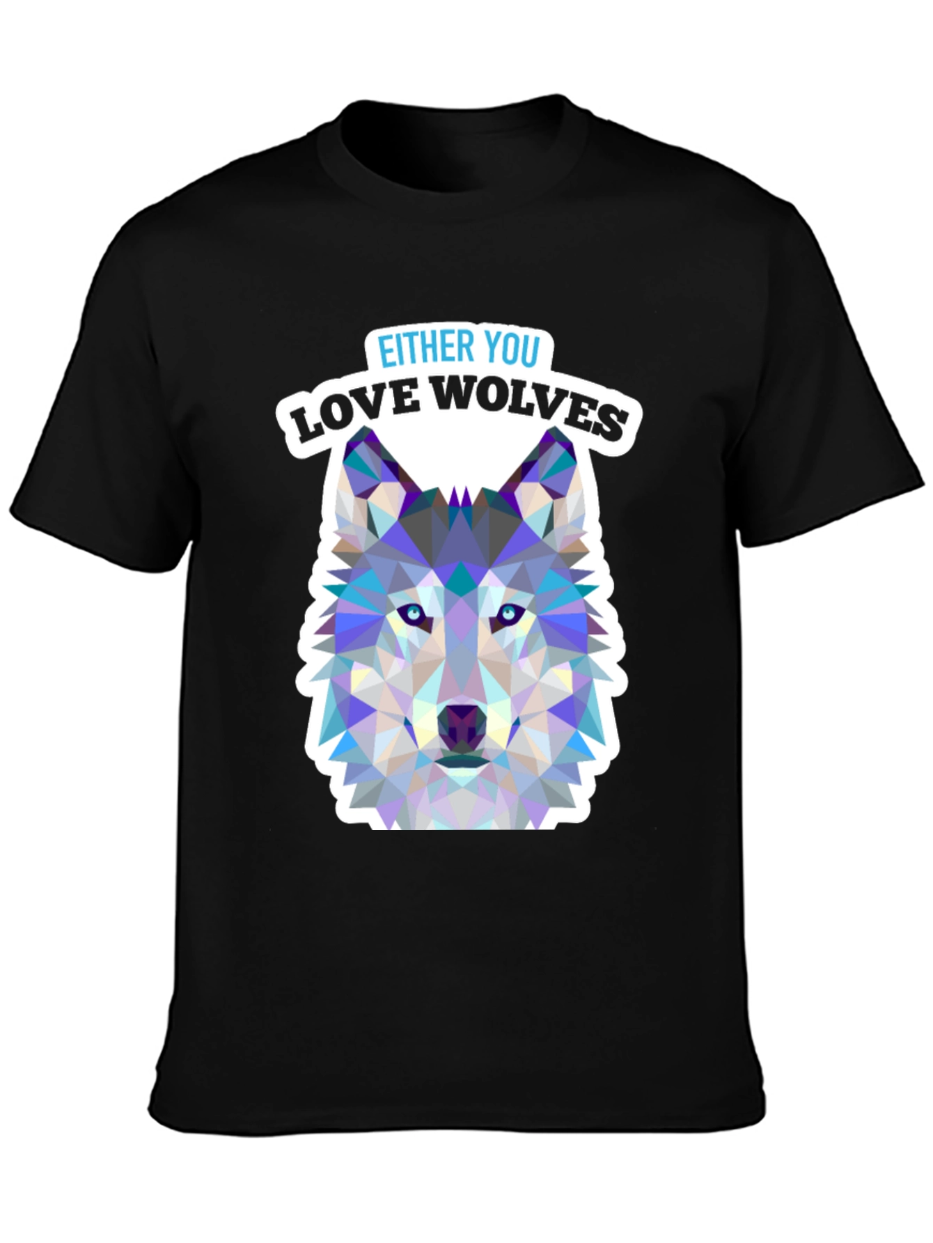 Love Wolves Graphic Tee - Black Cotton T-Shirt