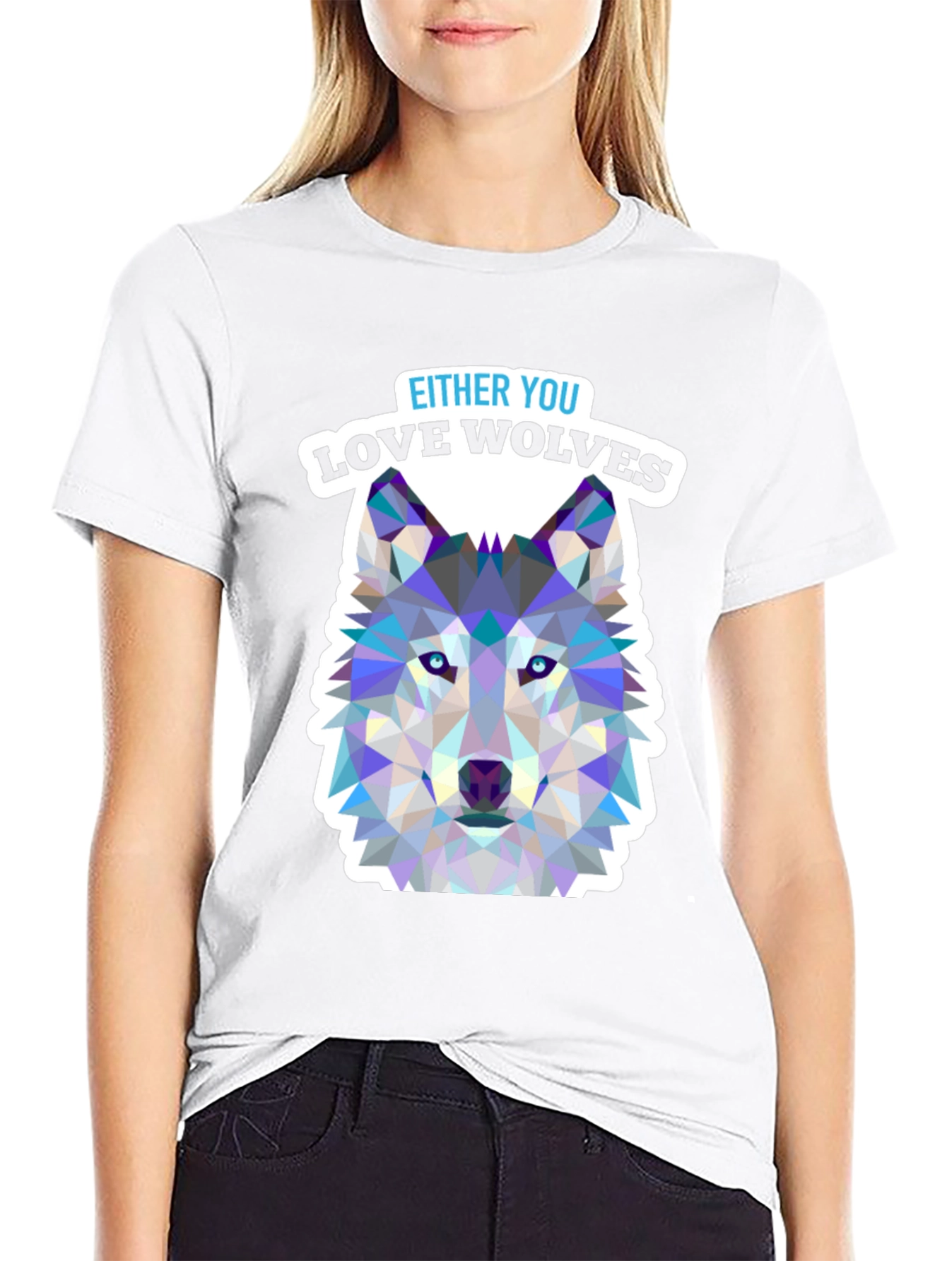Love Wolves Graphic Tee - Black Cotton T-Shirt