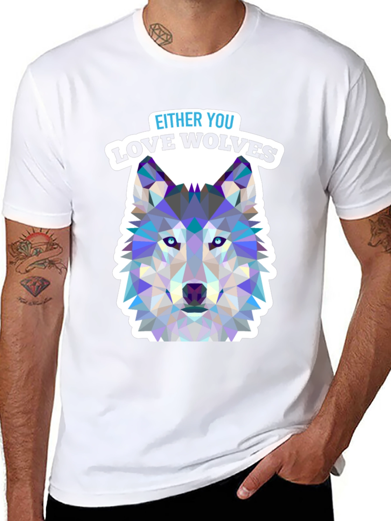 Love Wolves Graphic Tee - Black Cotton T-Shirt
