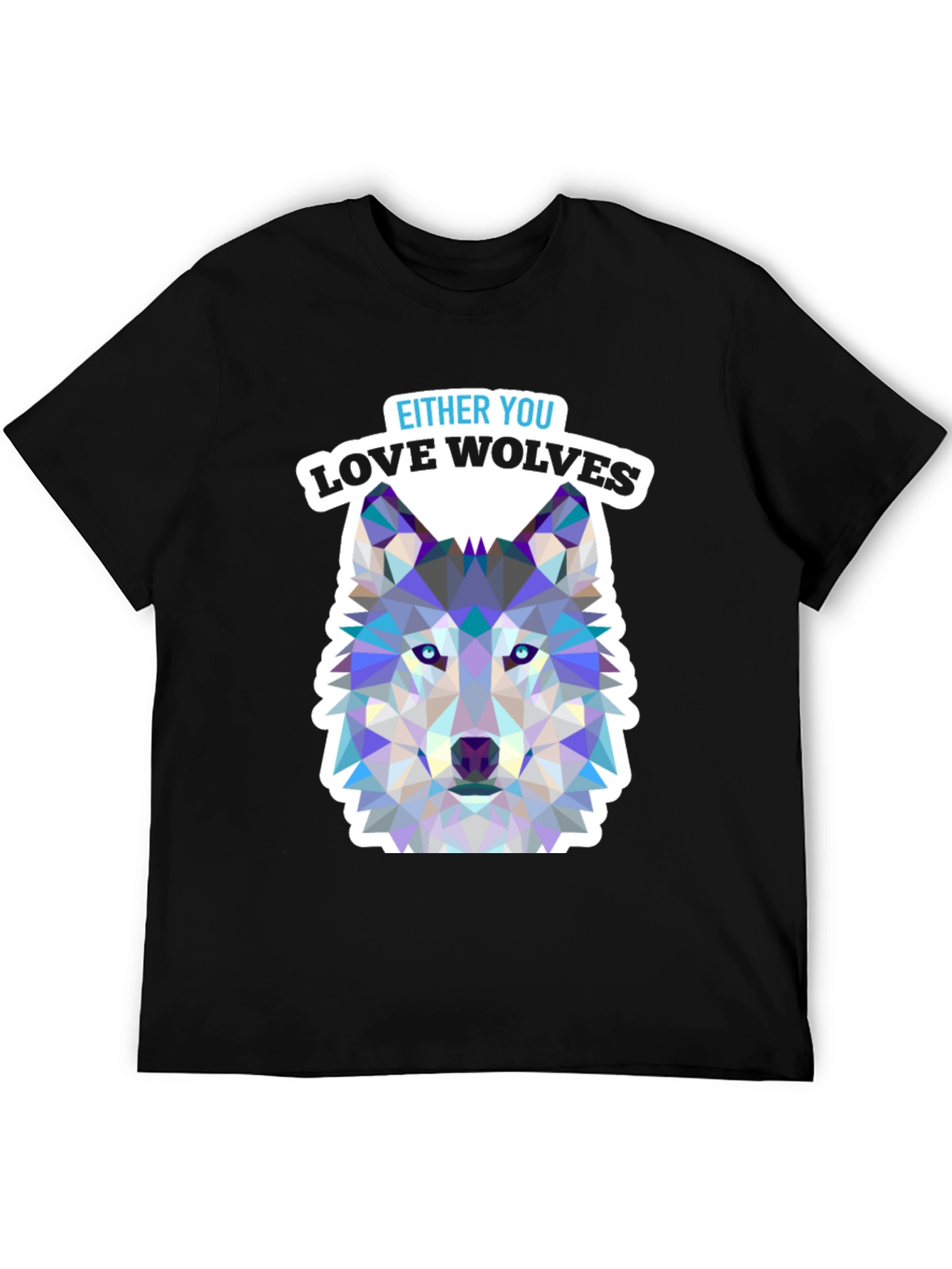 Love Wolves Graphic Tee - Black Cotton T-Shirt