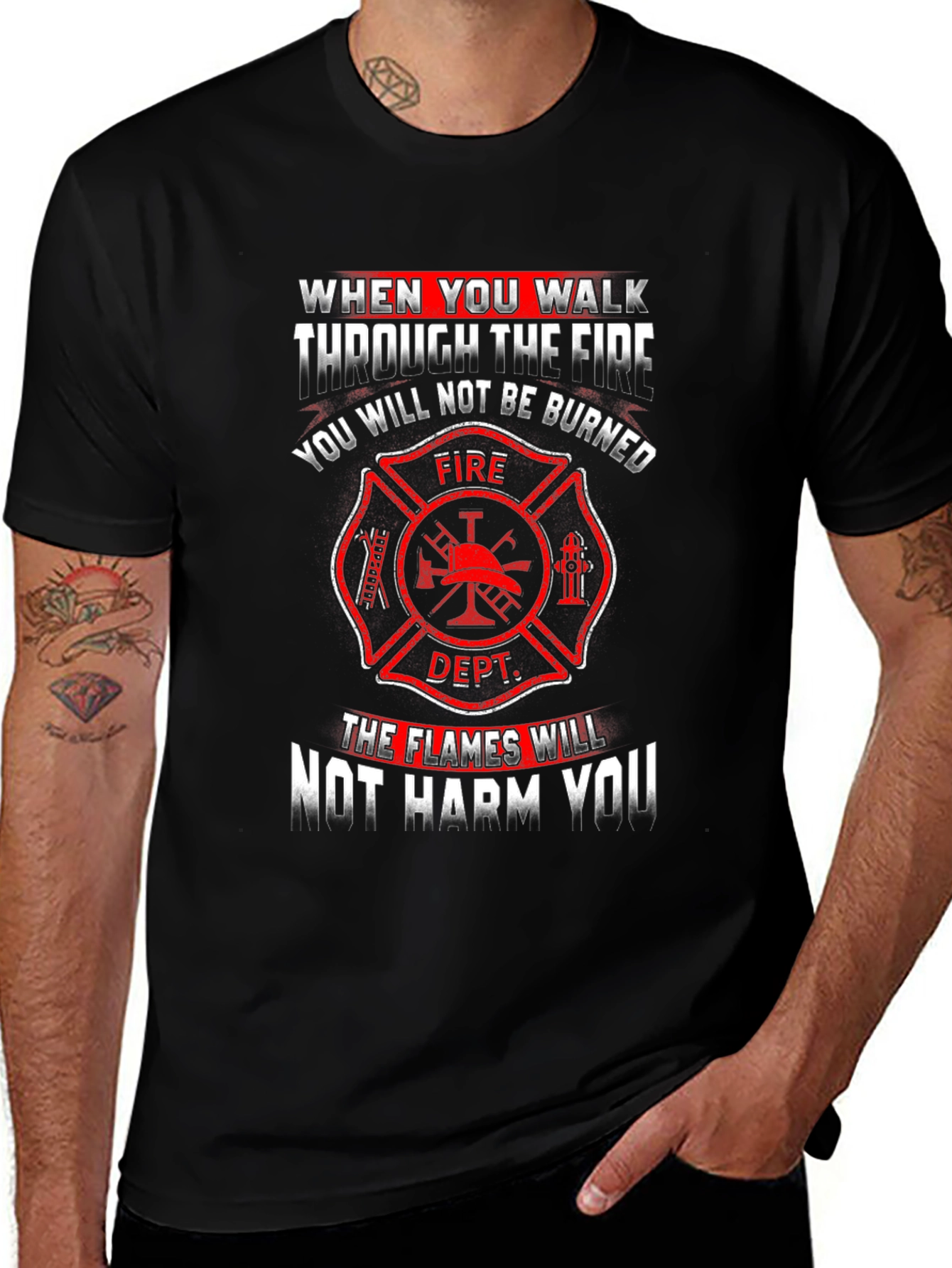 Firefighter Graphic T-Shirt - Maltese Cross Design
