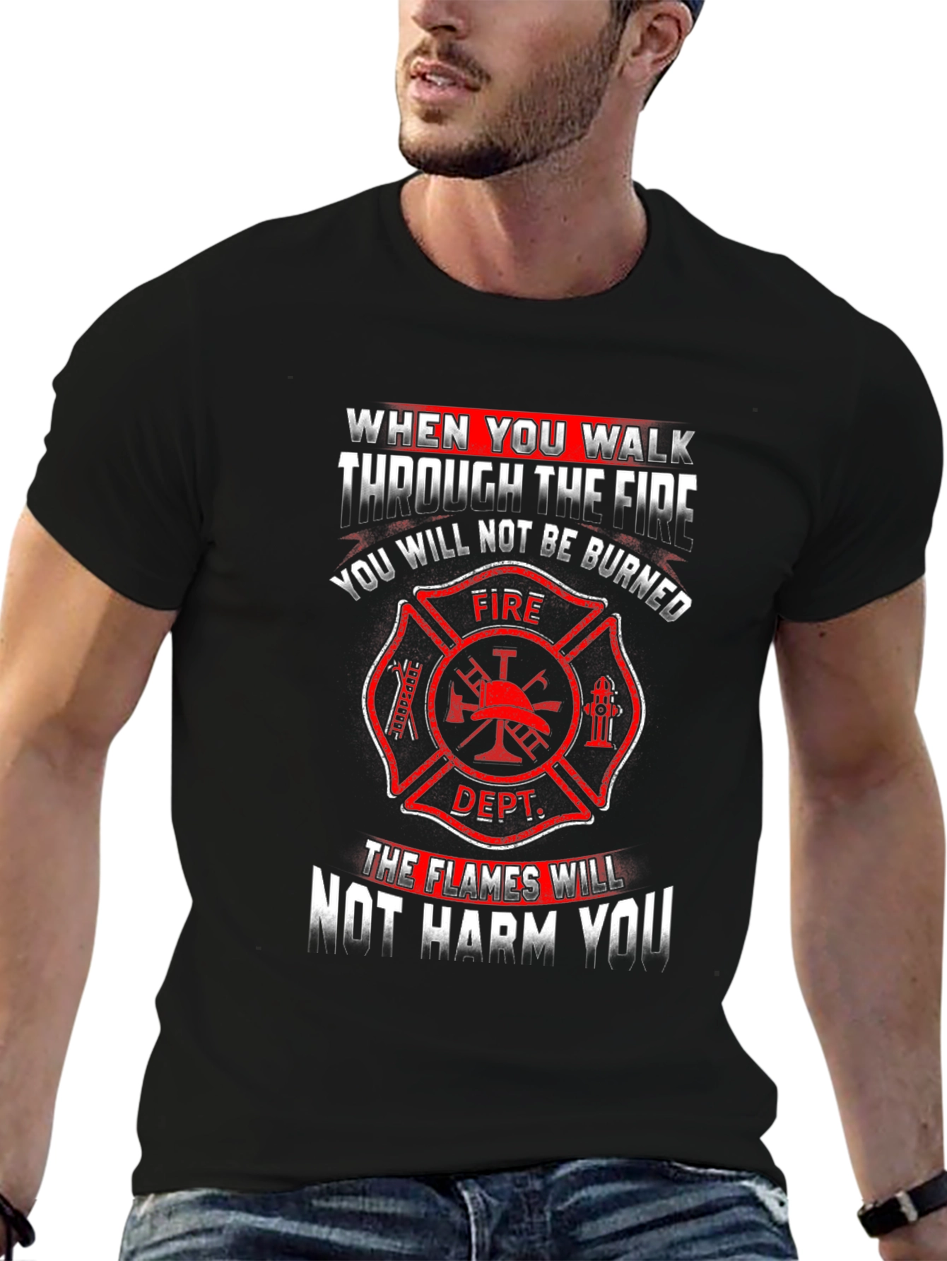 Firefighter Graphic T-Shirt - Maltese Cross Design