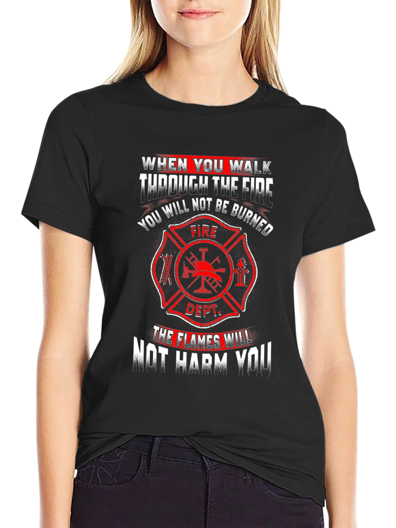 Firefighter Graphic T-Shirt - Maltese Cross Design