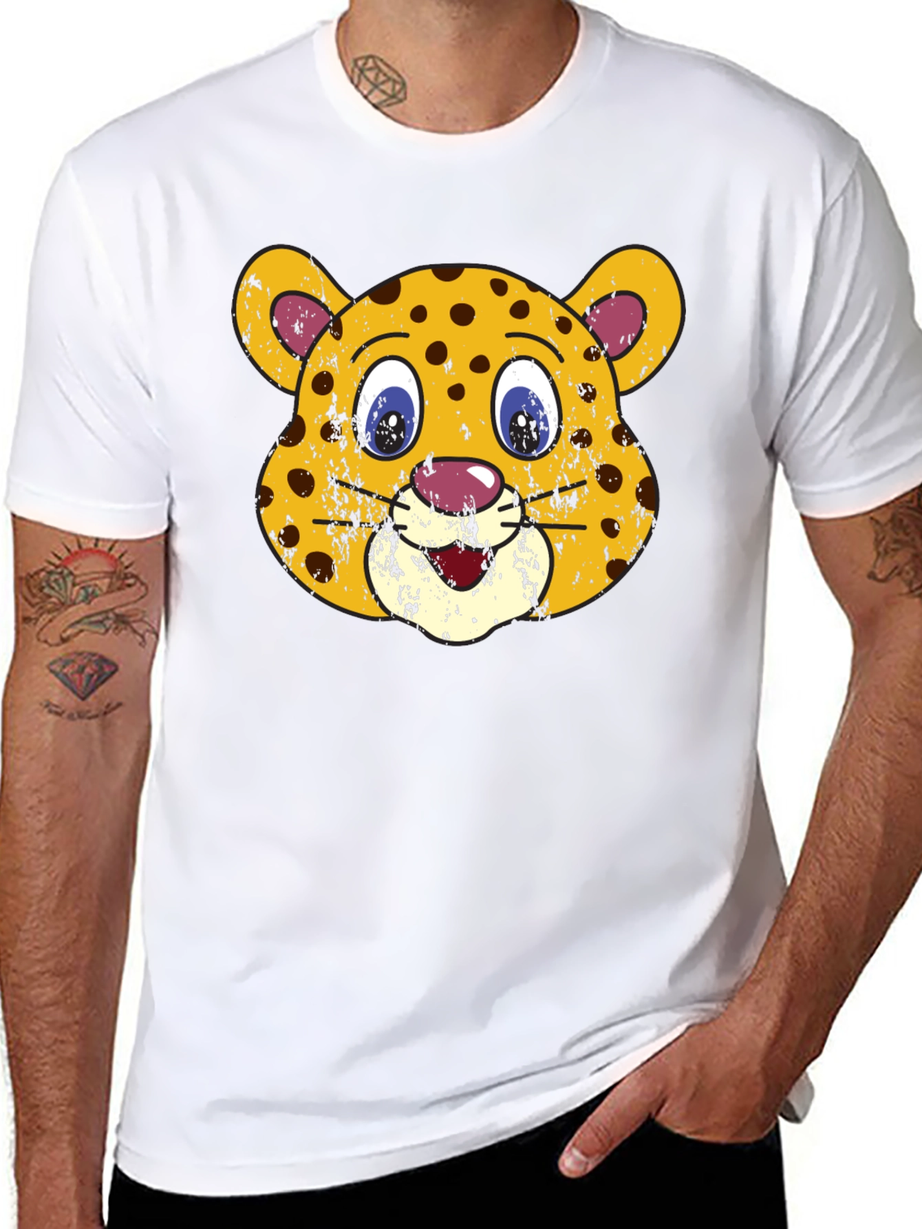 Leopard Face Graphic Black T-Shirt
