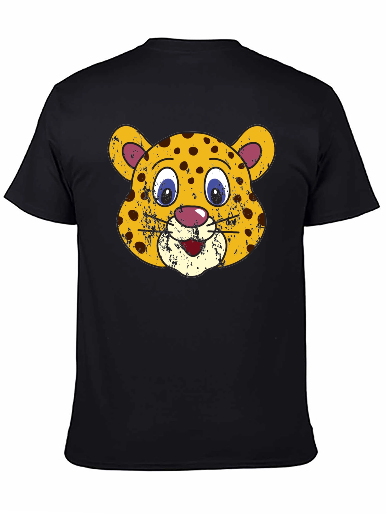 Leopard Face Graphic Black T-Shirt