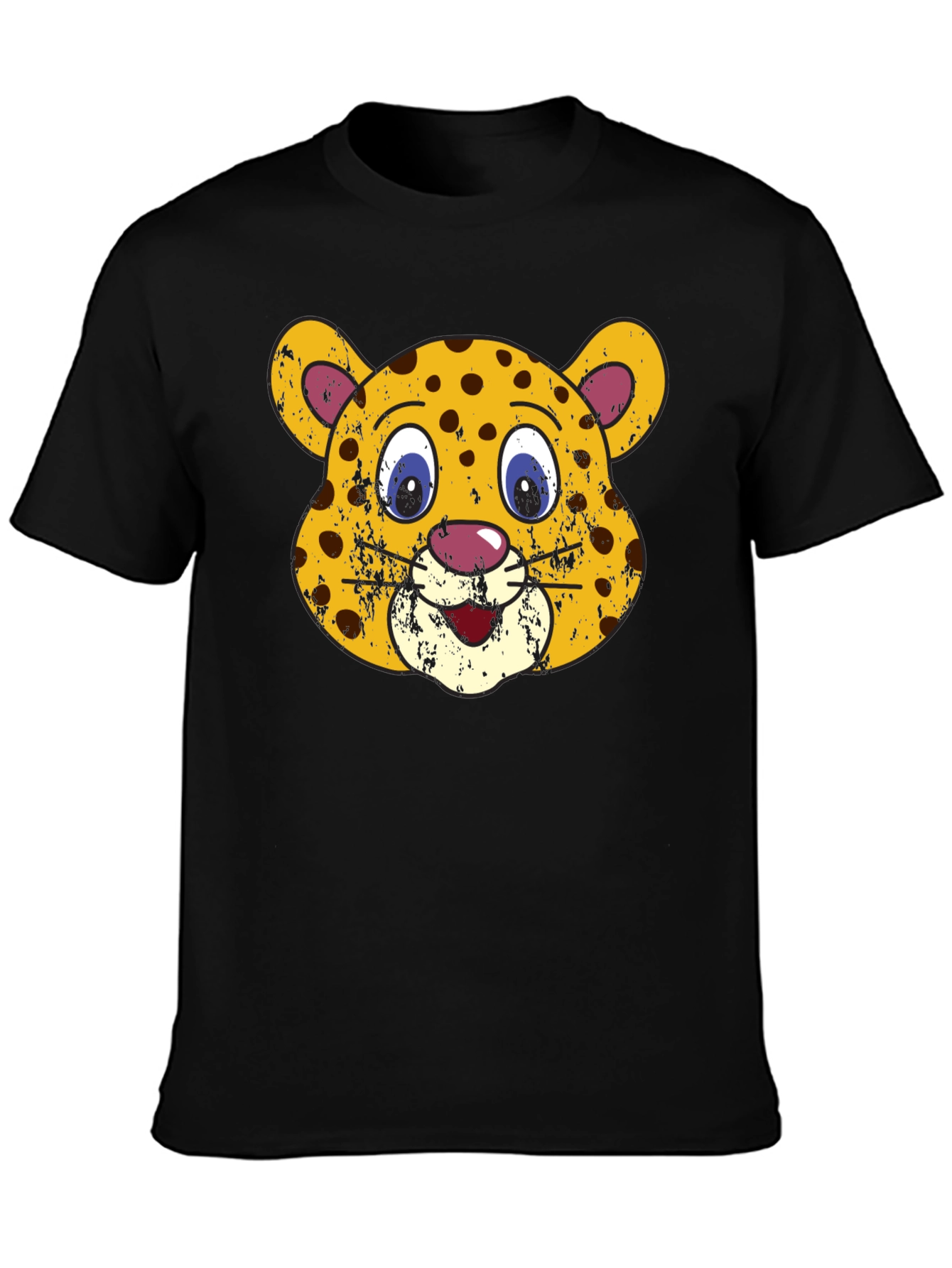 Leopard Face Graphic Black T-Shirt