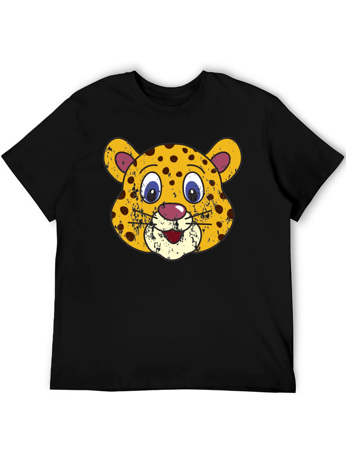 Leopard Face Graphic Black T-Shirt