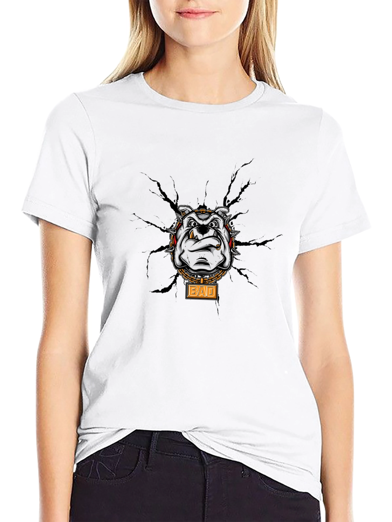 Bad Dog Graphic T-Shirt - Cool Bulldog Design
