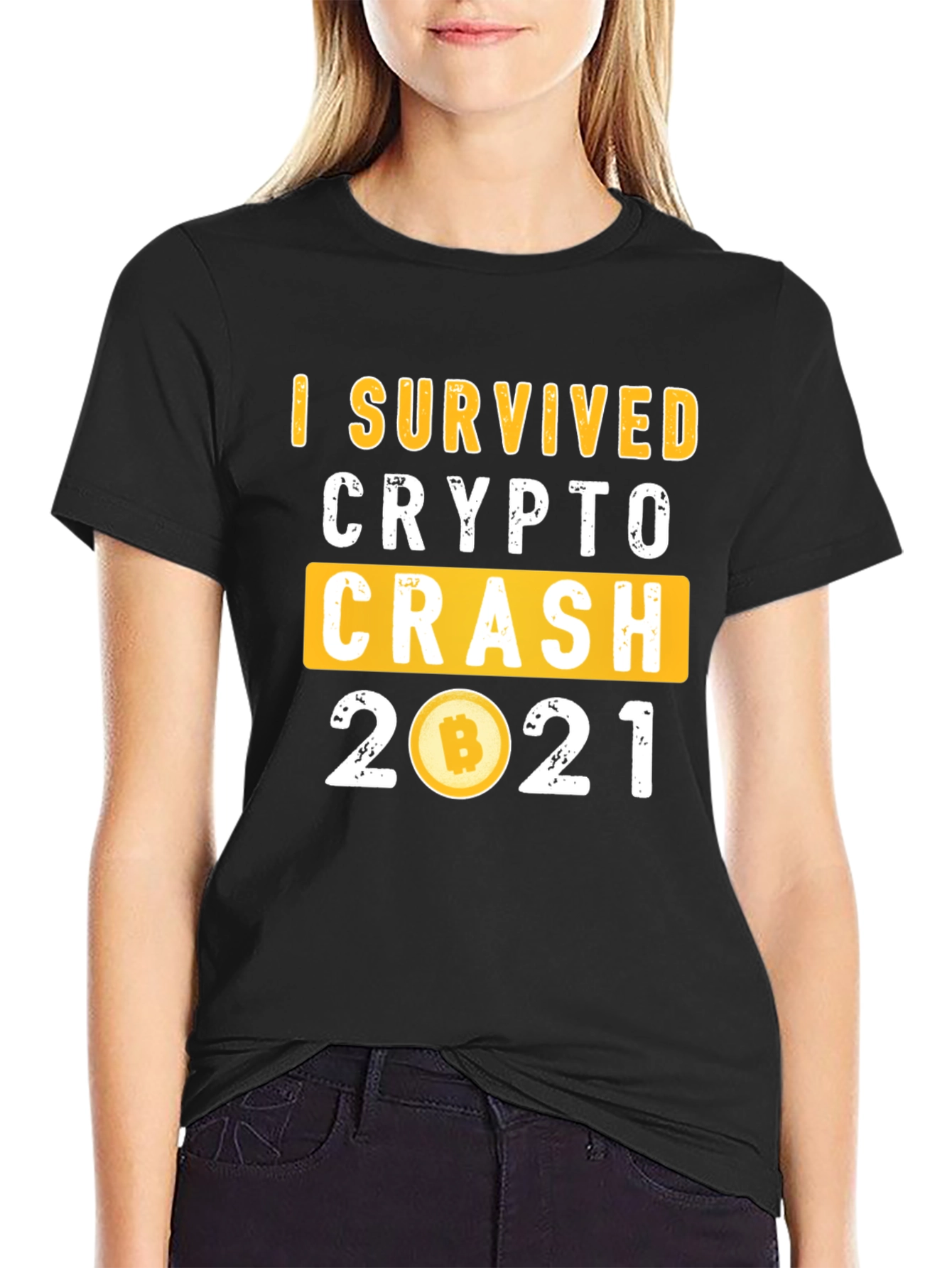 I Survived Crypto Crash 2021 Black T-Shirt