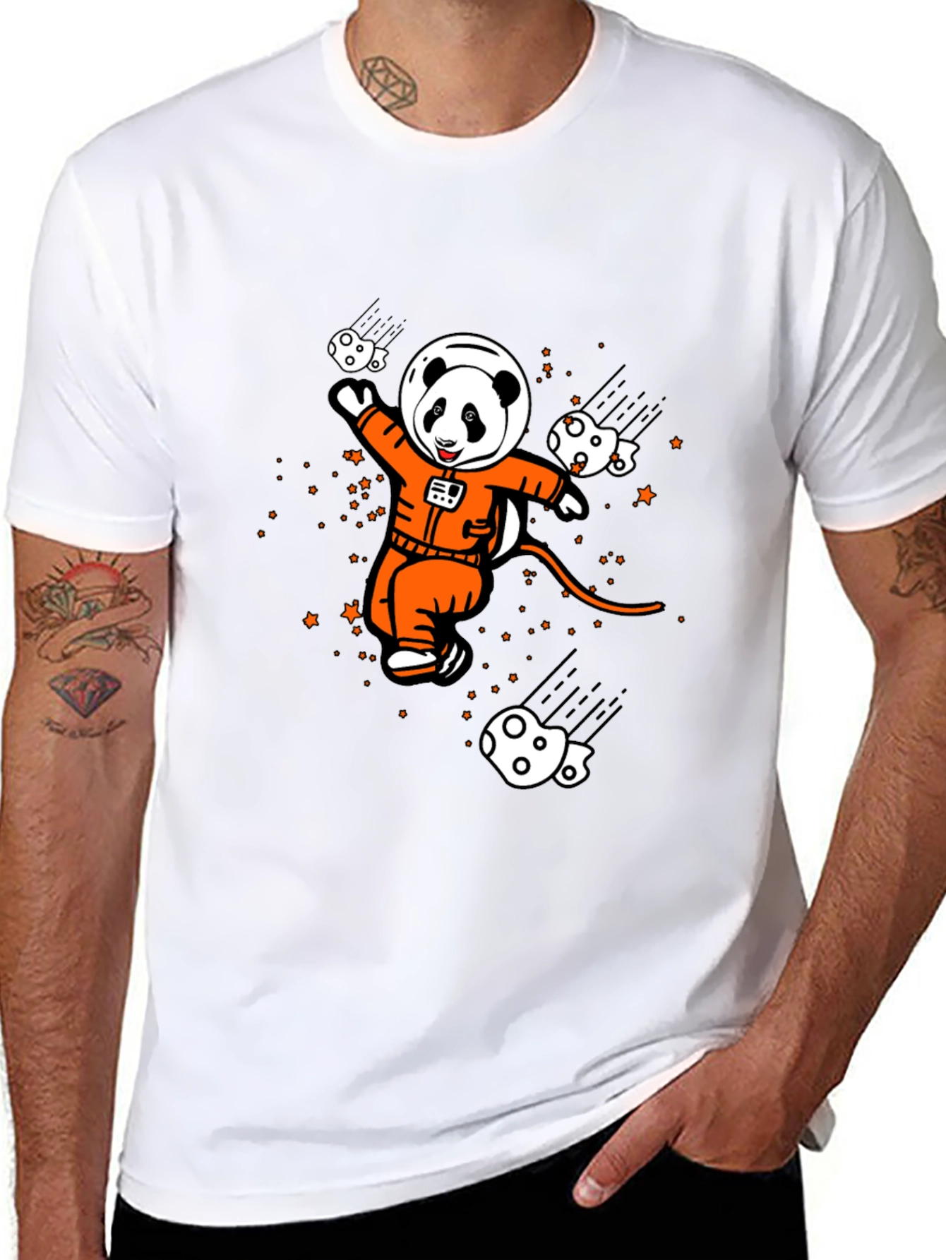 Panda Astronaut Graphic T-Shirt - Space Adventure Style