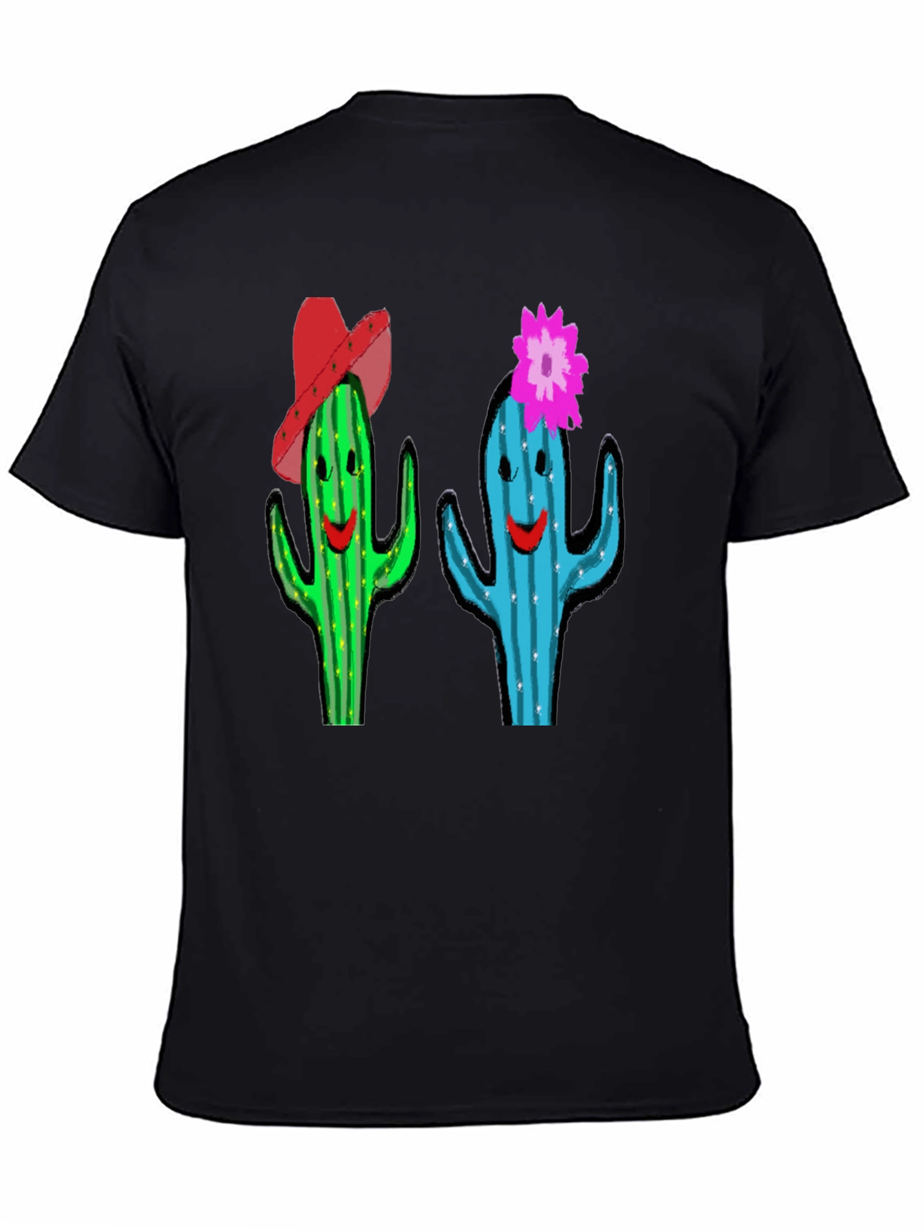 Cactus Couple Graphic Tee - Black Cotton