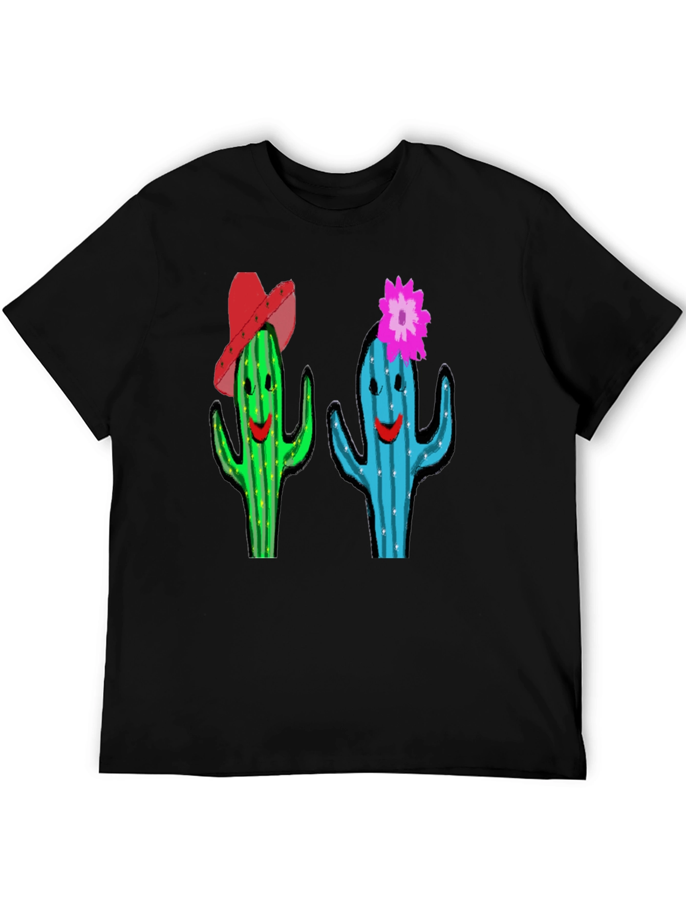 Cactus Couple Graphic Tee - Black Cotton