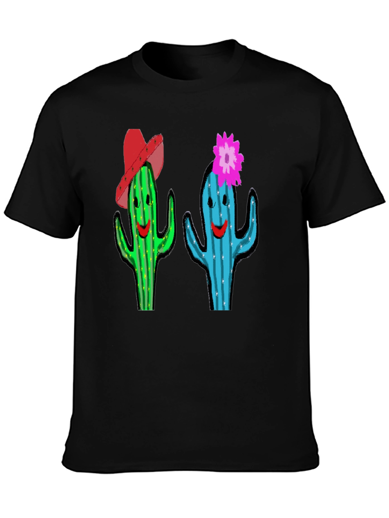 Cactus Couple Graphic Tee - Black Cotton