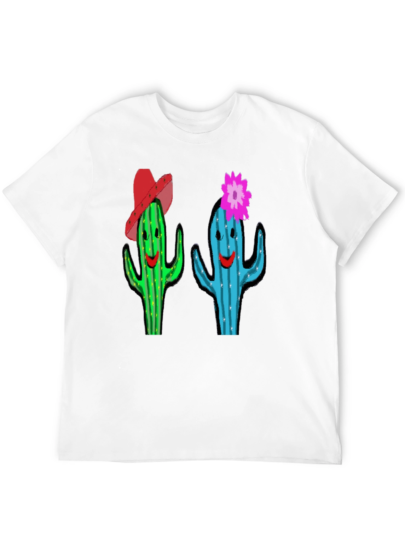 Cactus Couple Graphic Tee - Black Cotton