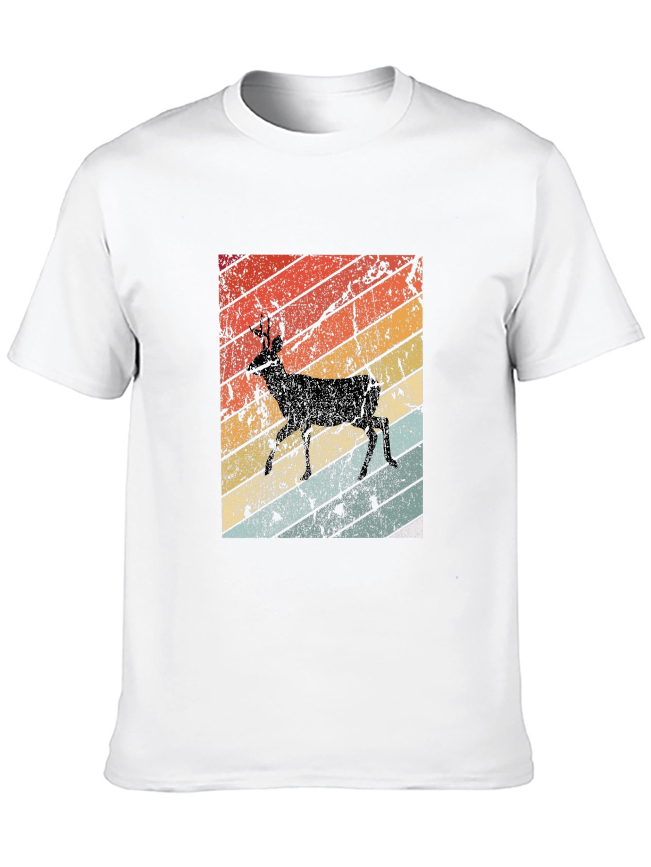Retro Deer Graphic Tee - Black