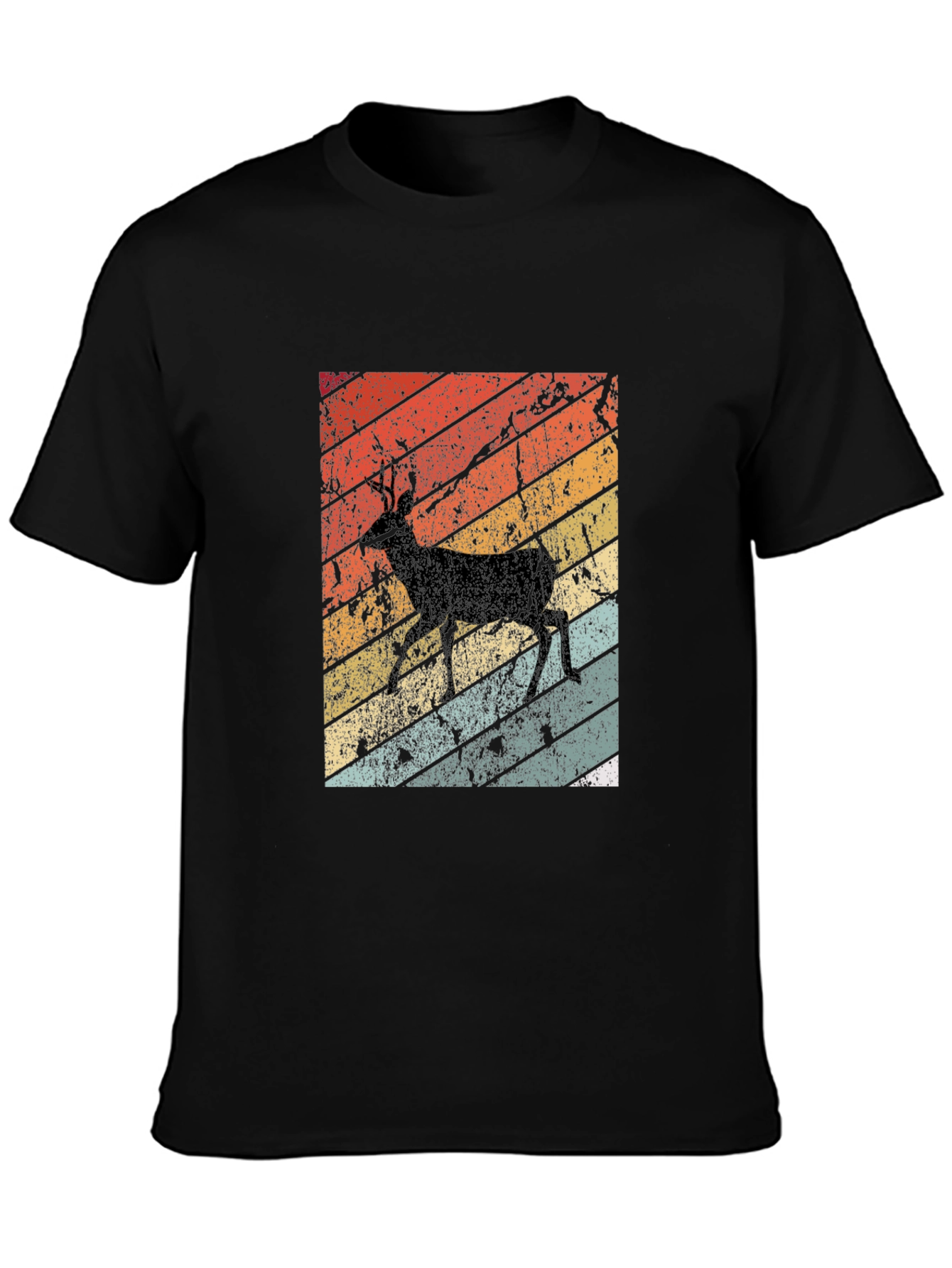 Retro Deer Graphic Tee - Black