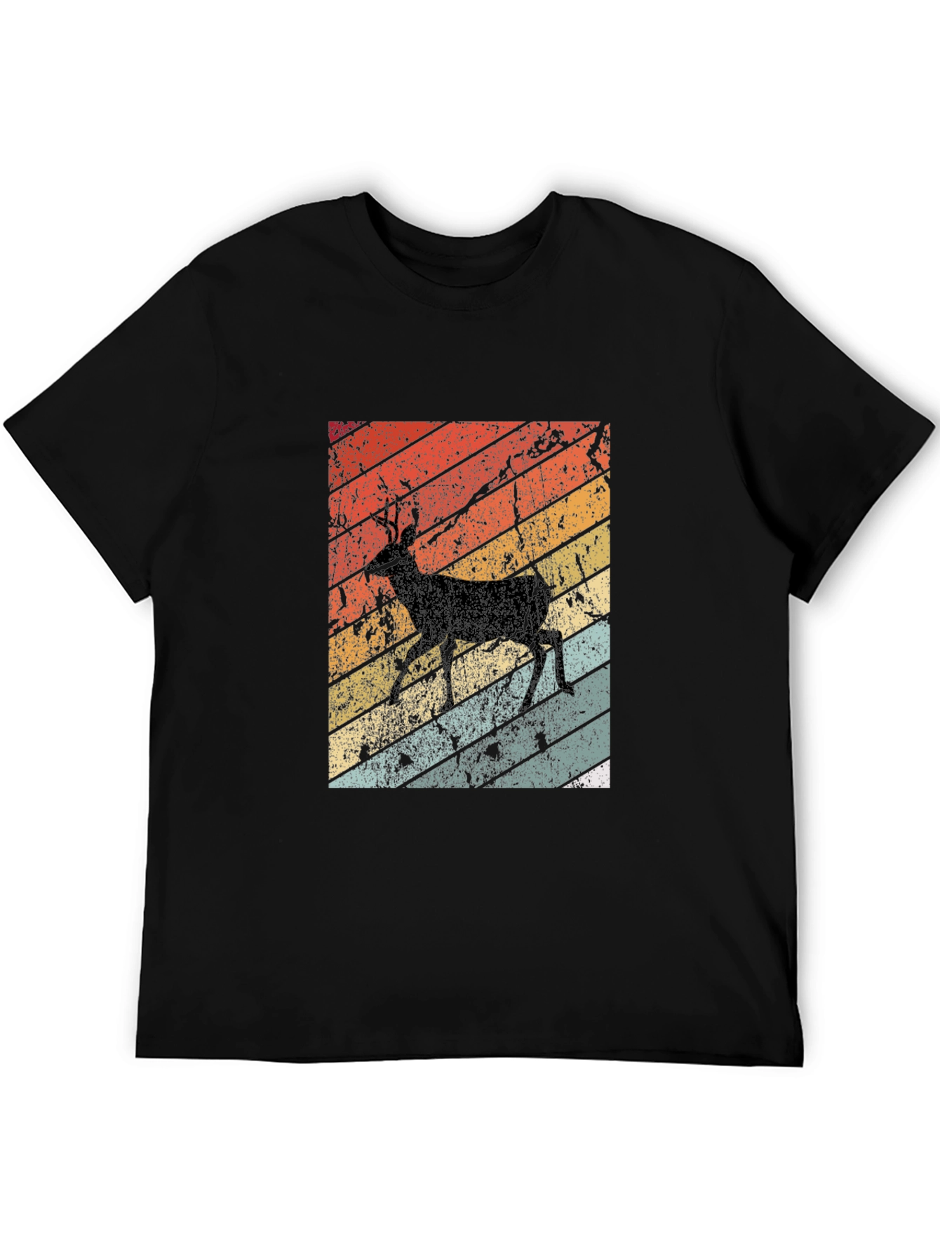 Retro Deer Graphic Tee - Black